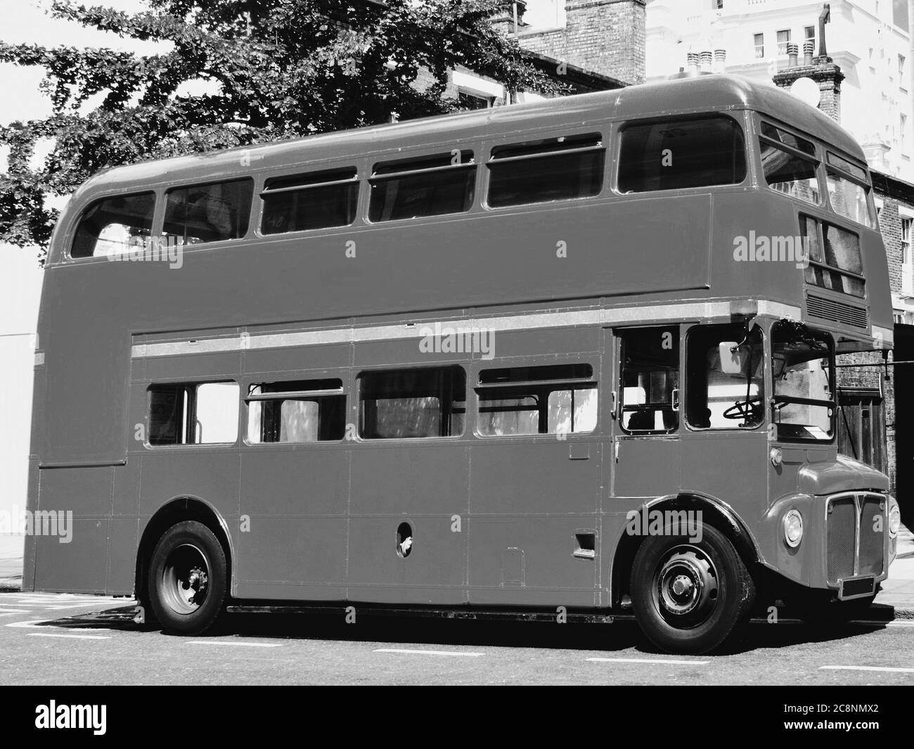 London Routemaster red double decker bus in London England UK black and white monochrome image stock photo Stock Photo