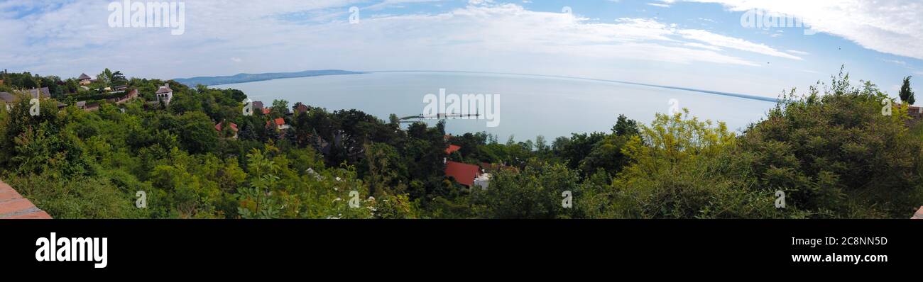 Tihany, Hungary - Panorama to Lake Balaton from Tihany Peninsula, Hungary Stock Photo