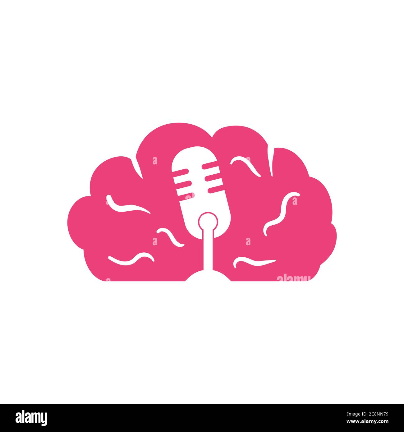 microphone brain vector design template illustration Stock Vector