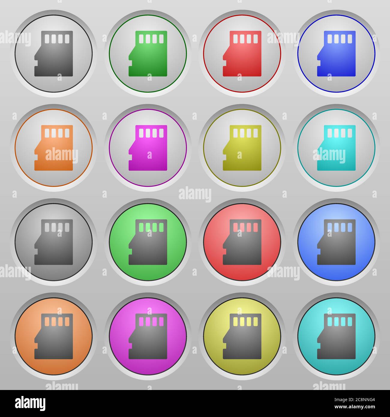 Set of micro SD memory card plastic sunk spherical buttons. Stock Vector