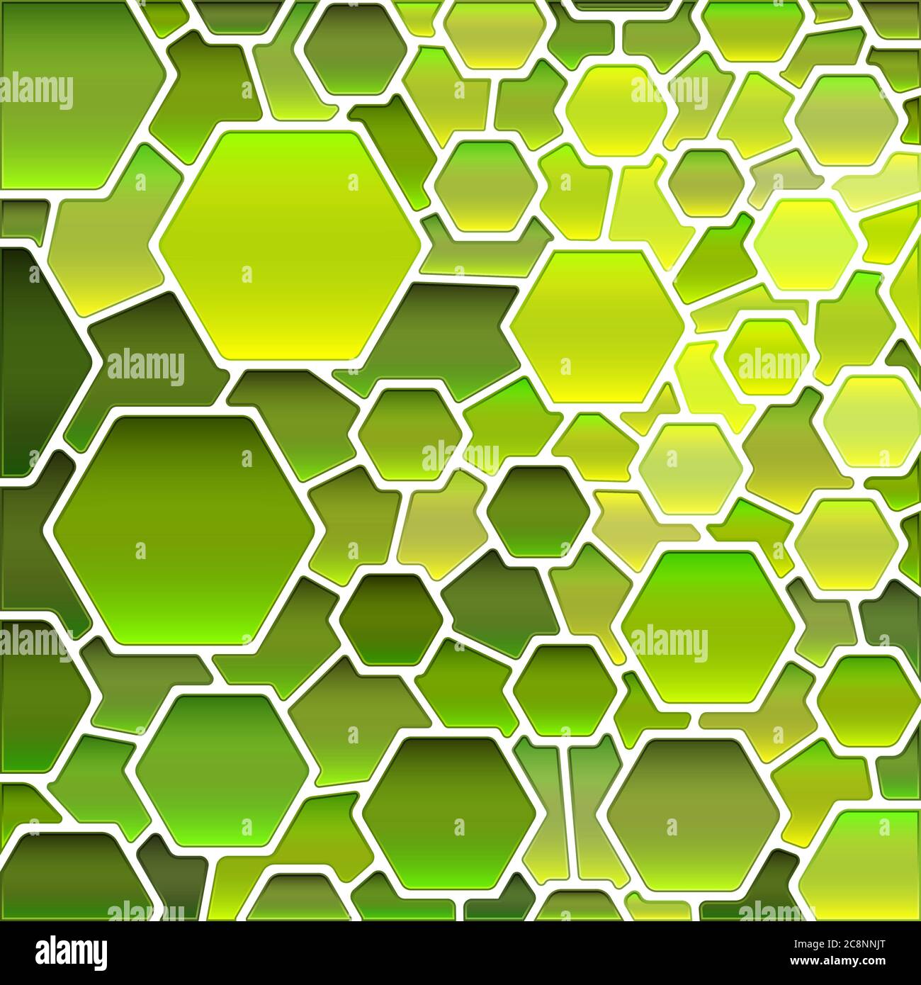 abstract vector stained-glass mosaic background - green hexagons Stock ...