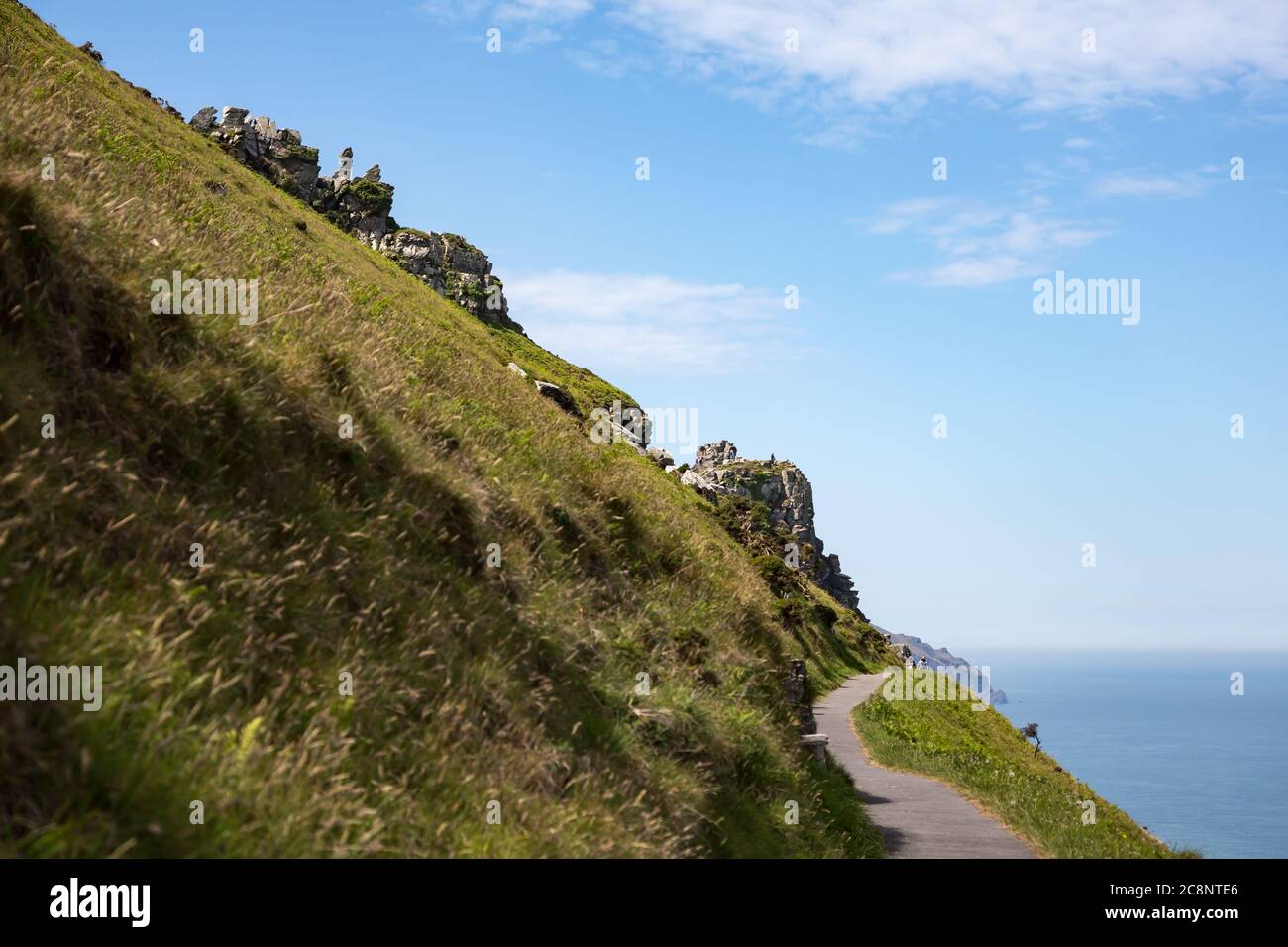 Valley of Rocks cliff coastal path near Lynton Devon UK Stock Photo