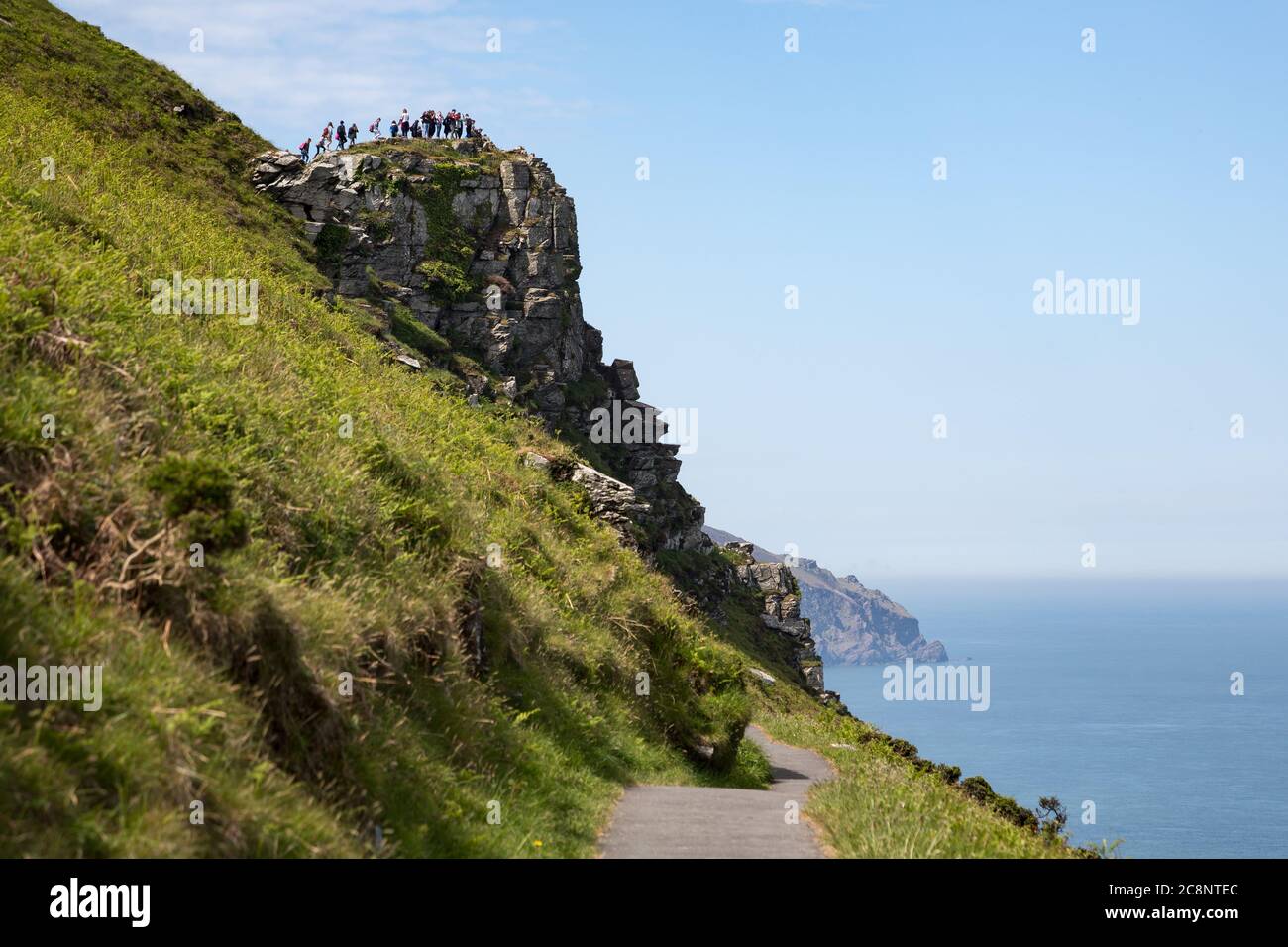 Valley of Rocks cliff coastal path near Lynton Devon UK Stock Photo