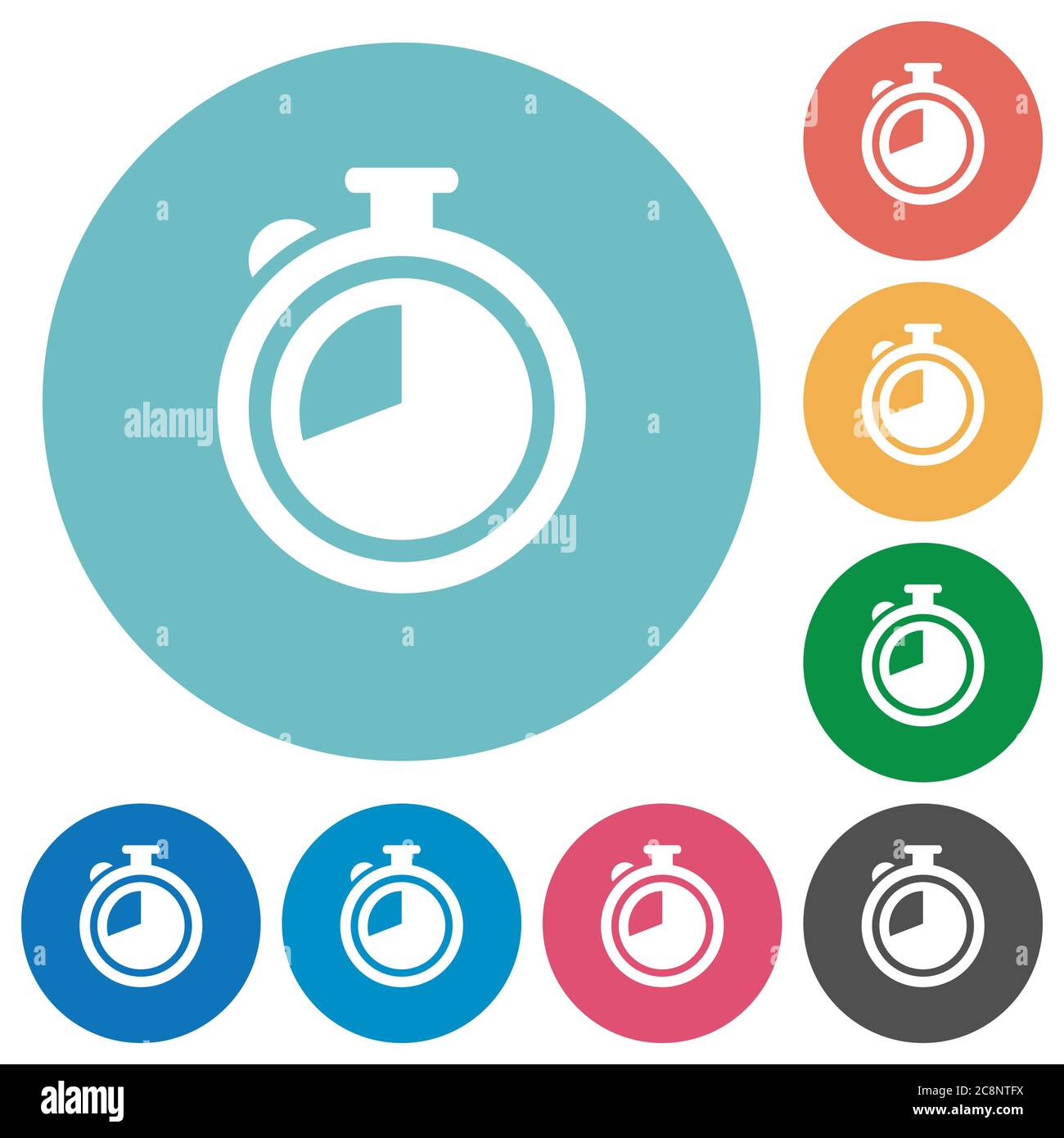 Flat timer icon set on round color background Stock Vector Image & Art ...
