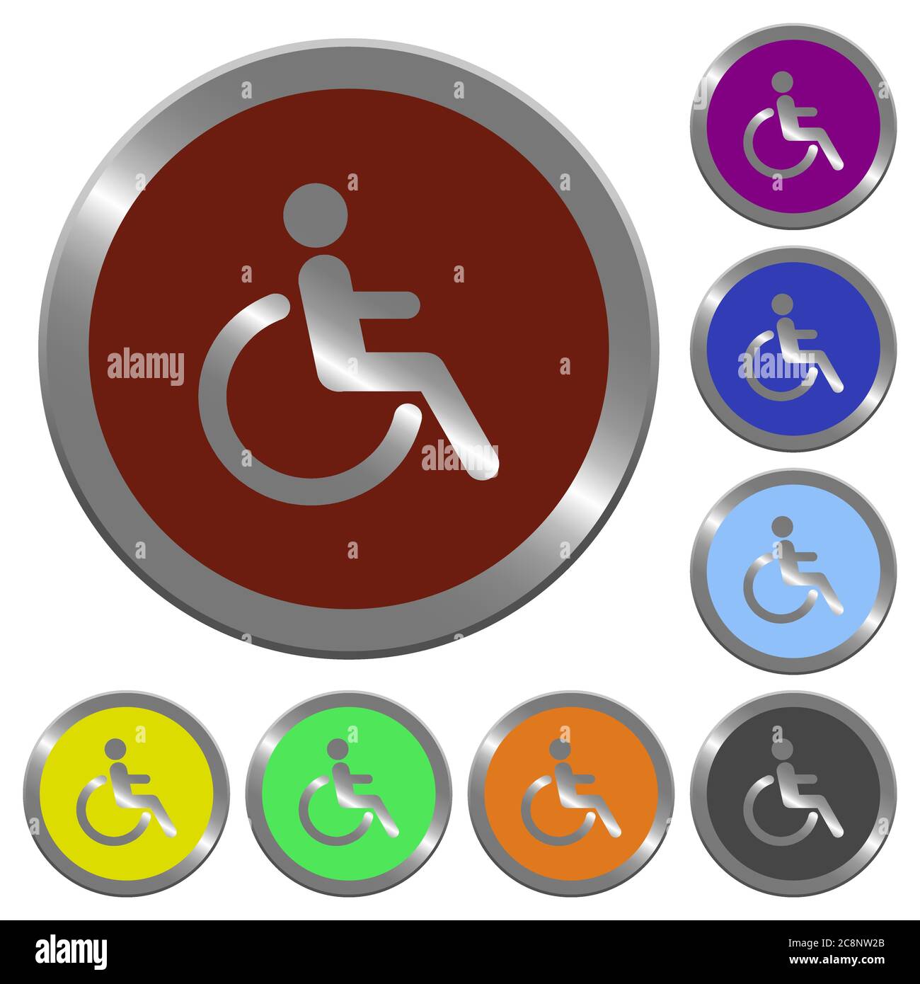 Set of color glossy coinlike disability buttons Stock Vector Image