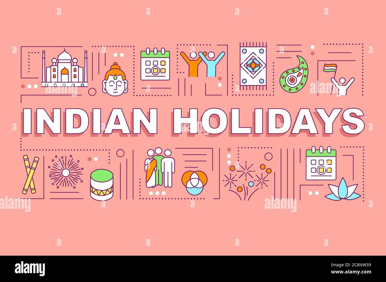 Indian holidays word concepts banner. Cultural festivals of India and