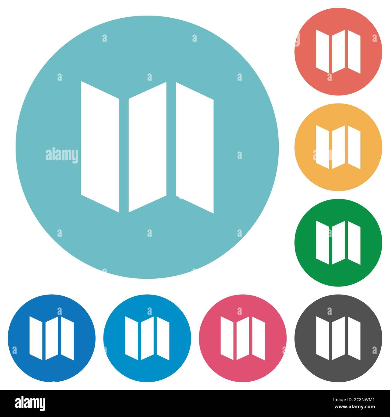 Flat map icon set on round color background Stock Vector Image & Art ...