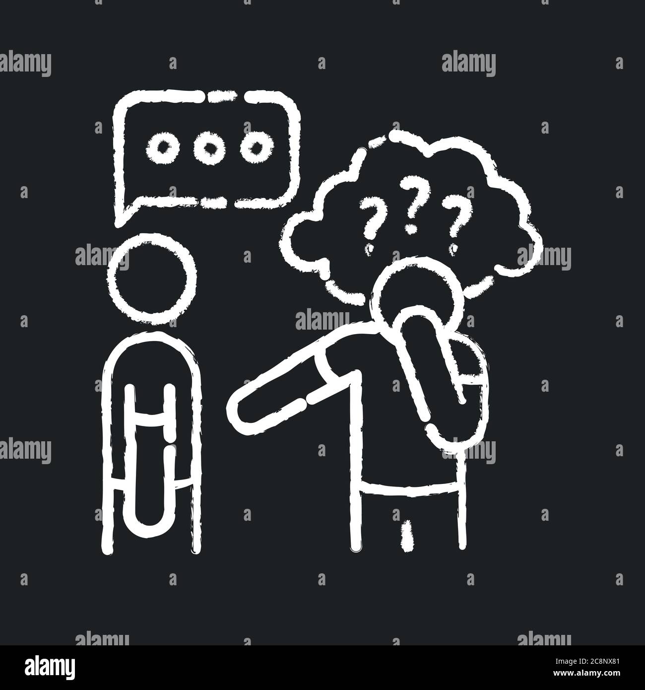 Asperger syndrome chalk white icon on black background. Difficulty with ...