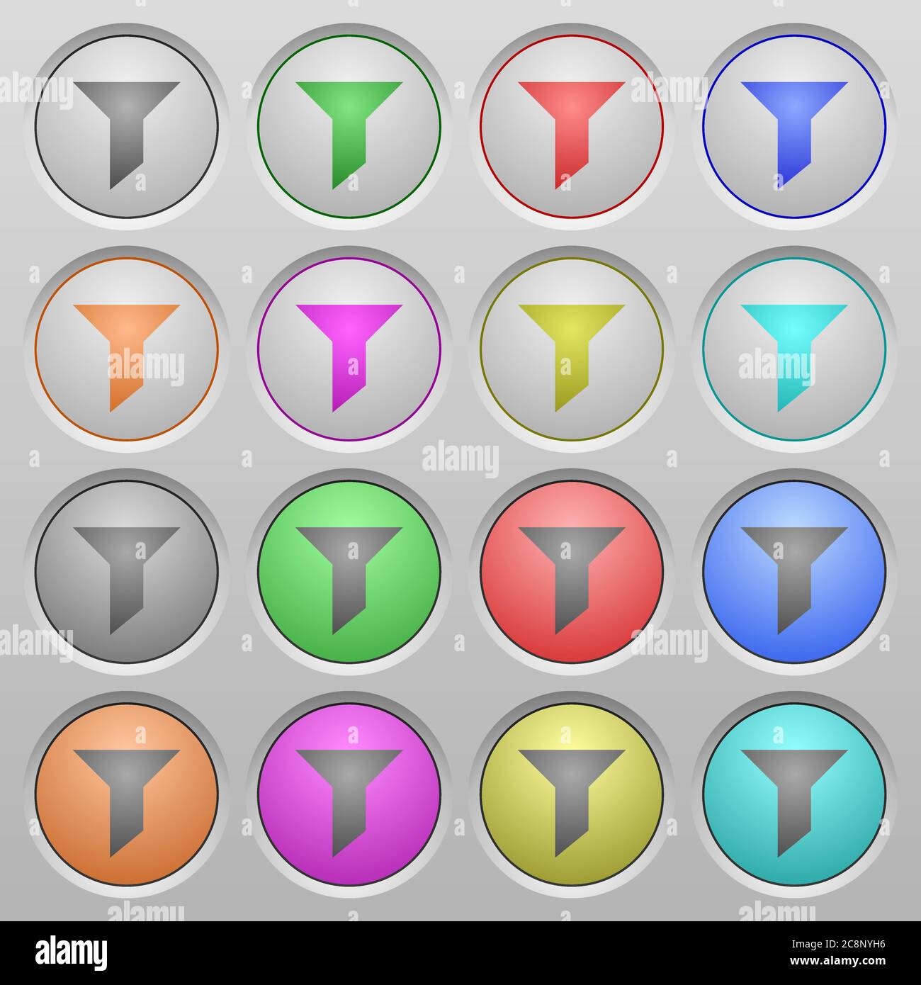 Set of filter plastic sunk spherical buttons. Stock Vector