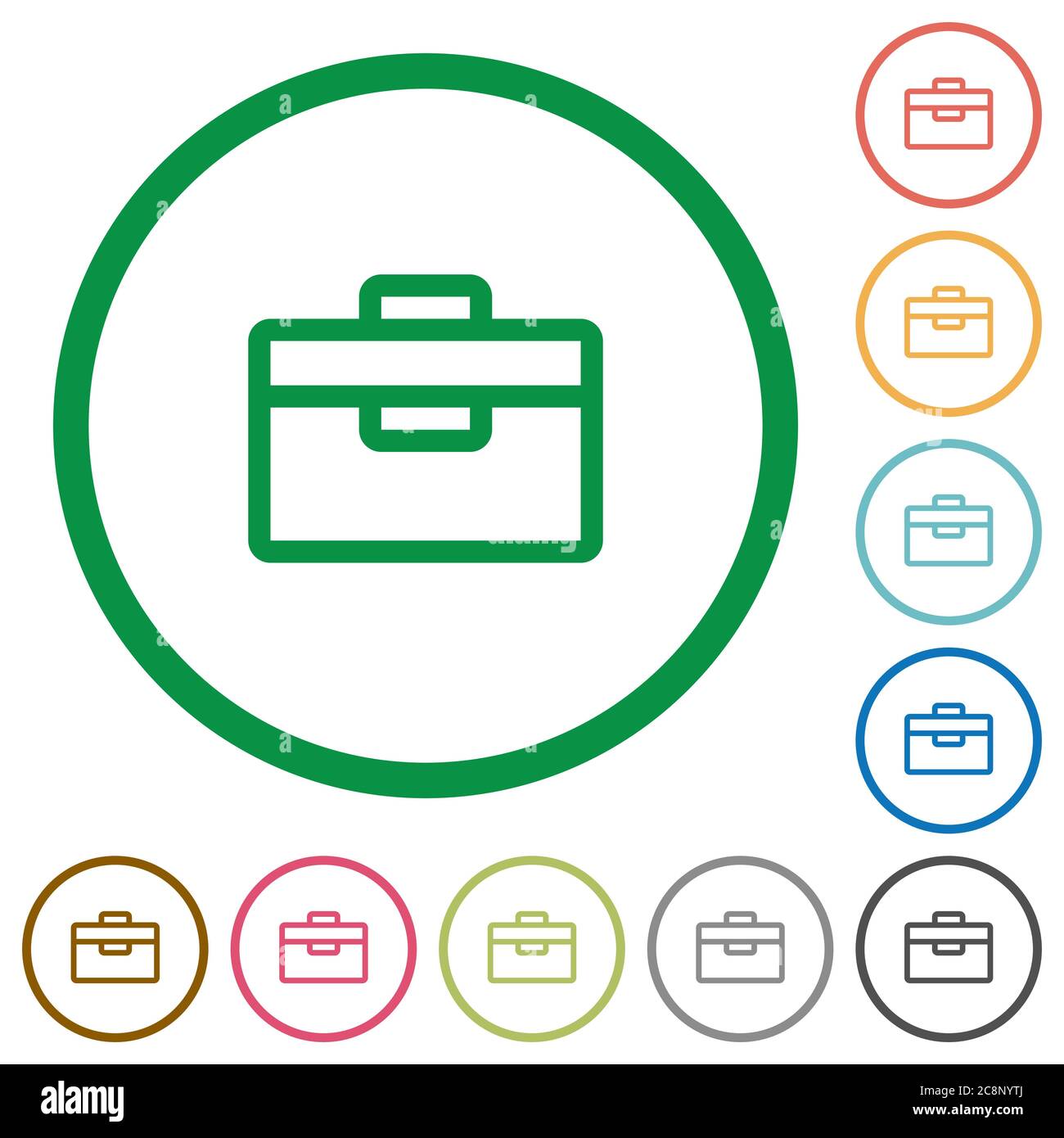 Set of toolbox color round outlined flat icons on white background ...