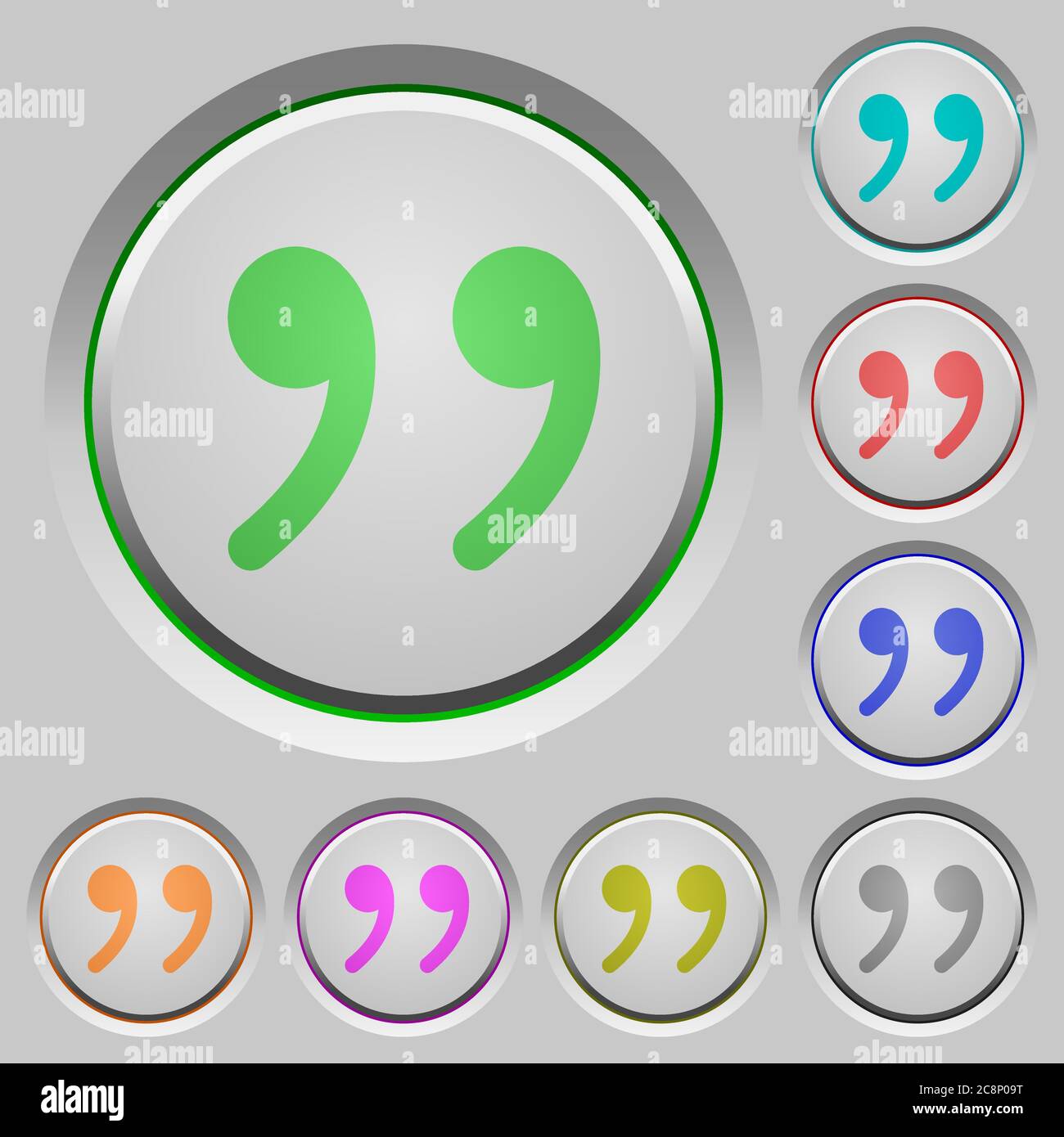 Set of color Quotation sunk push buttons. Stock Vector