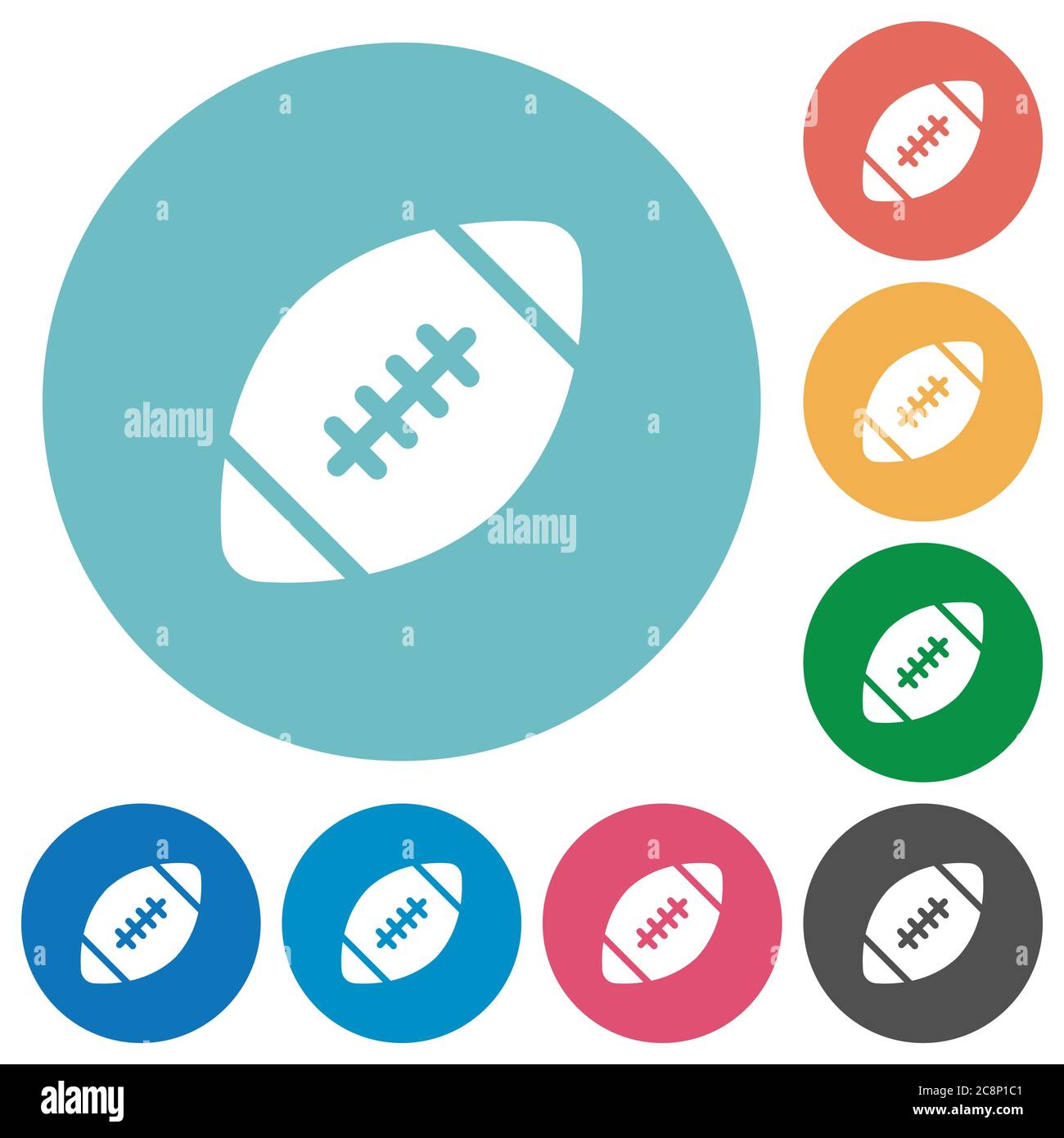 Flat rugby ball icon set on round color background Stock Vector Image ...