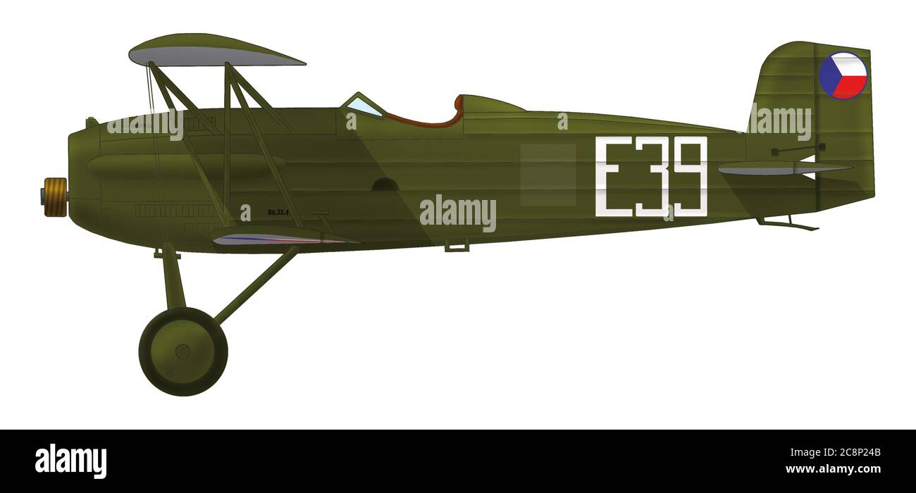 Avia Ba.33.4 of the Flight 43 of the Air Regiment 4 of the Czechoslovak Army Air Force used for training, Winter 1938/1939 Stock Photo