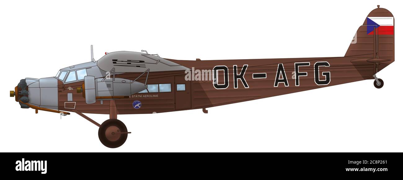 Avia F.IXD.16 of the Czechoslovak State Airlines participated in the evacuation of important documents from Uzhhorod at the beginning of November 1938 Stock Photo