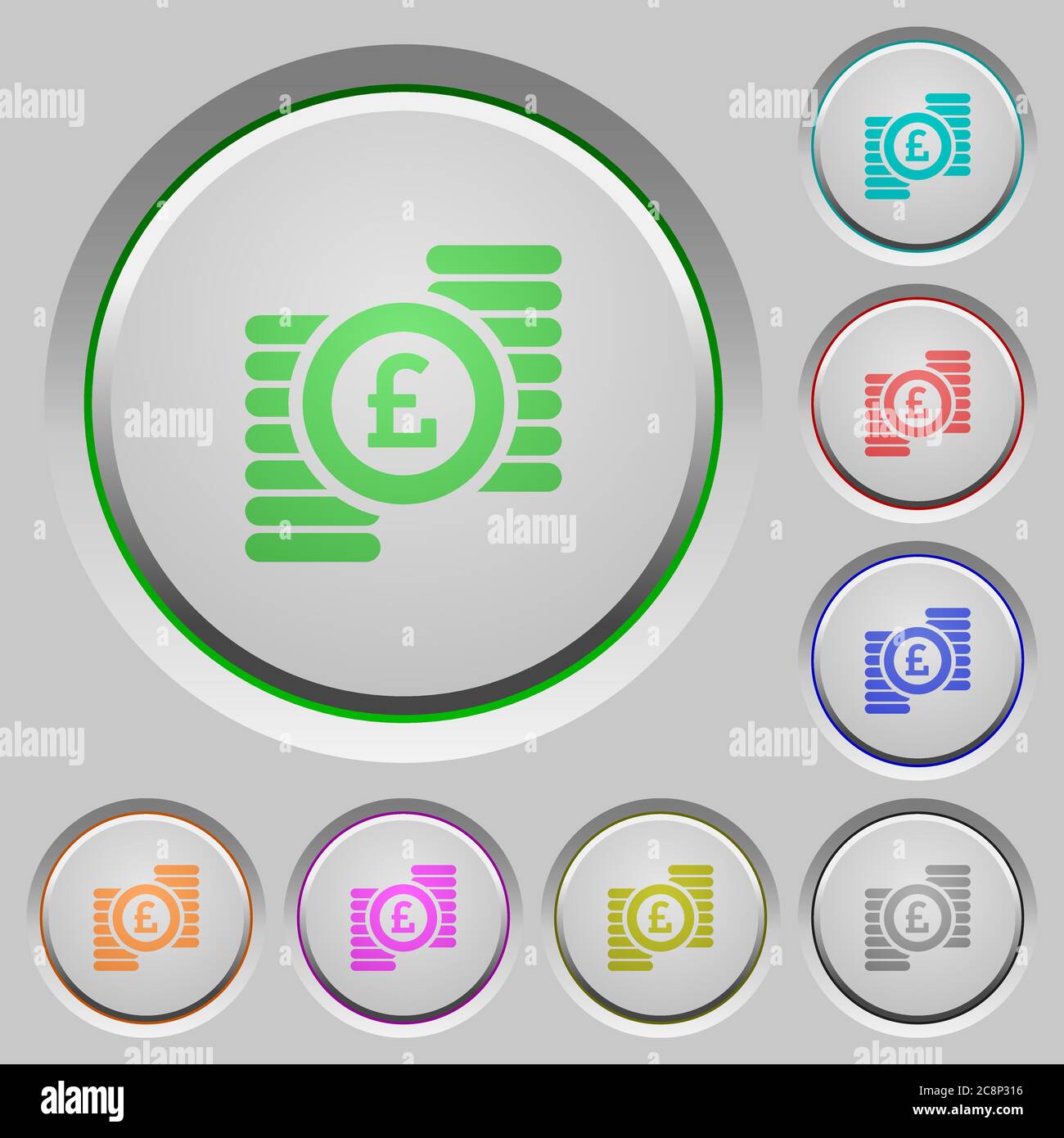 Set of color pound coins sunk push buttons Stock Vector Image & Art - Alamy
