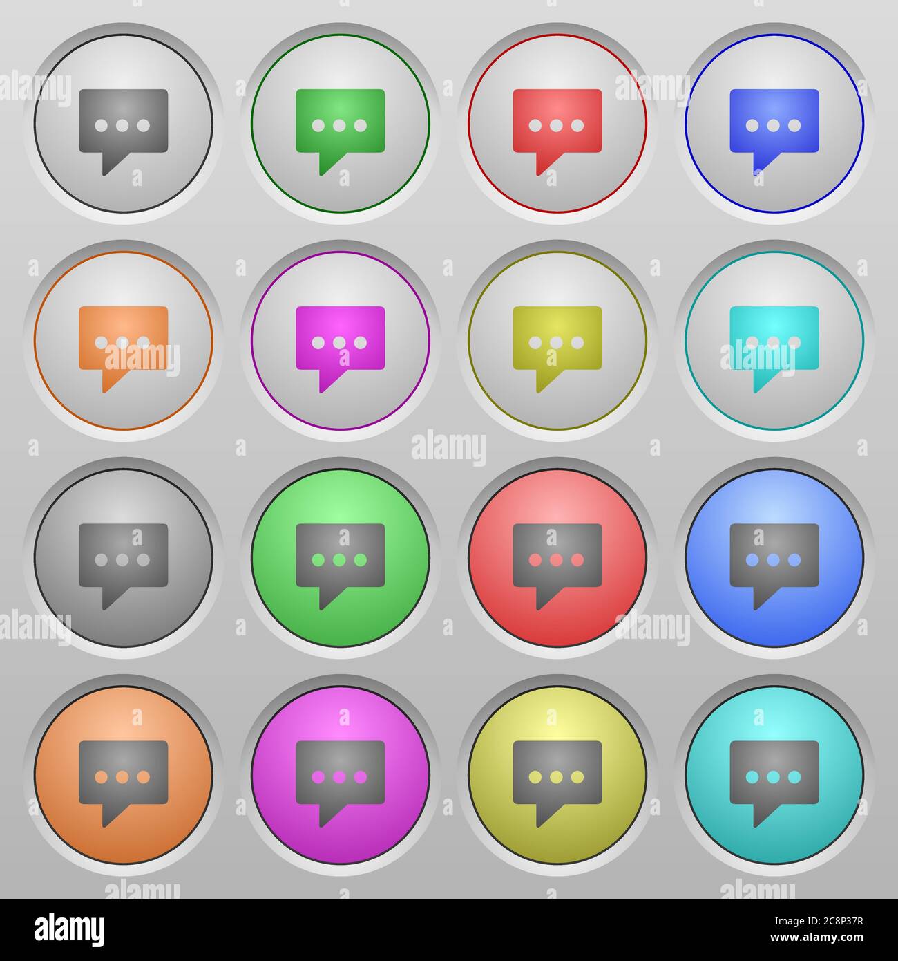 Set of working chat plastic sunk spherical buttons. Stock Vector