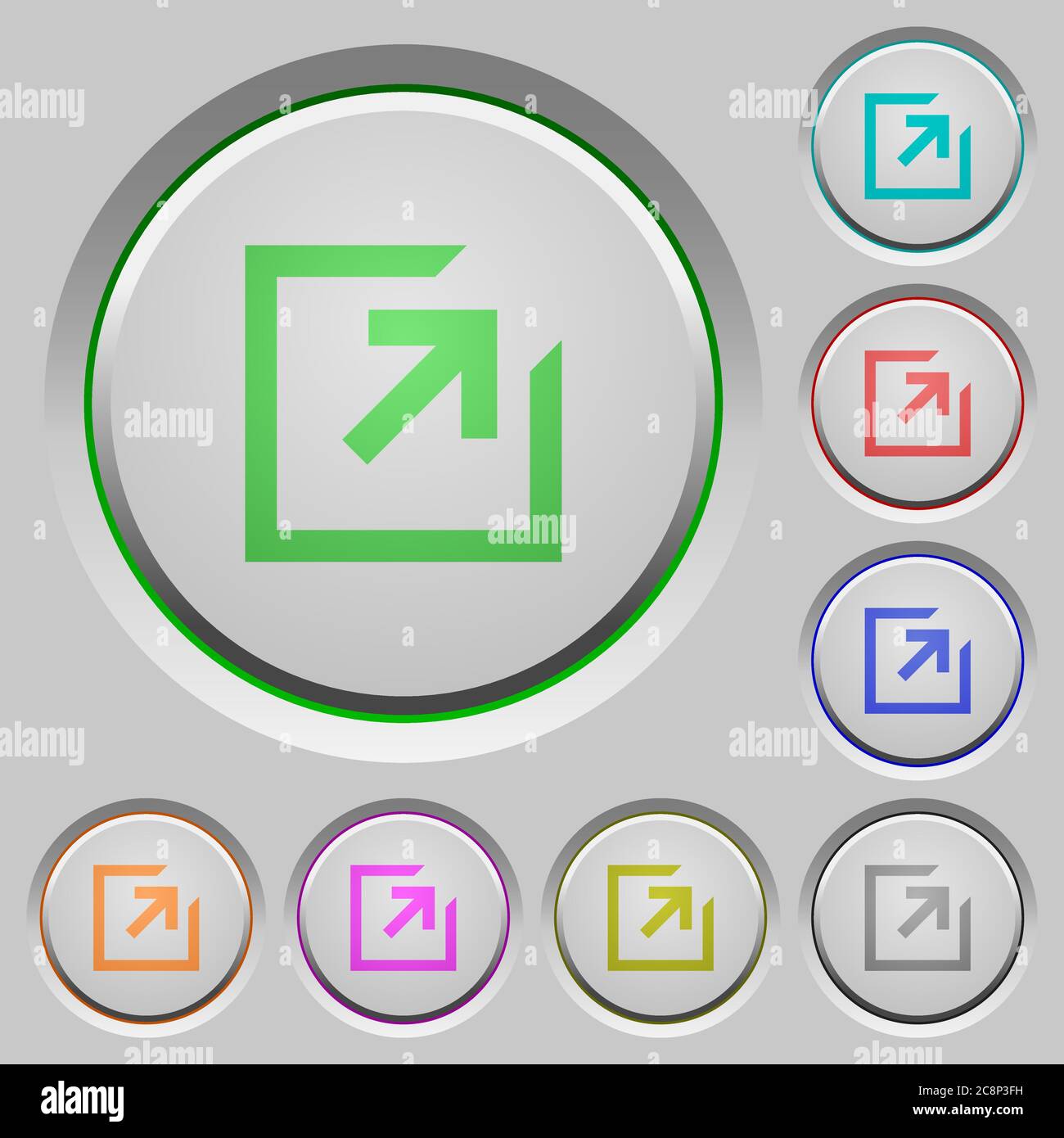 Set of color export sunk push buttons. Stock Vector