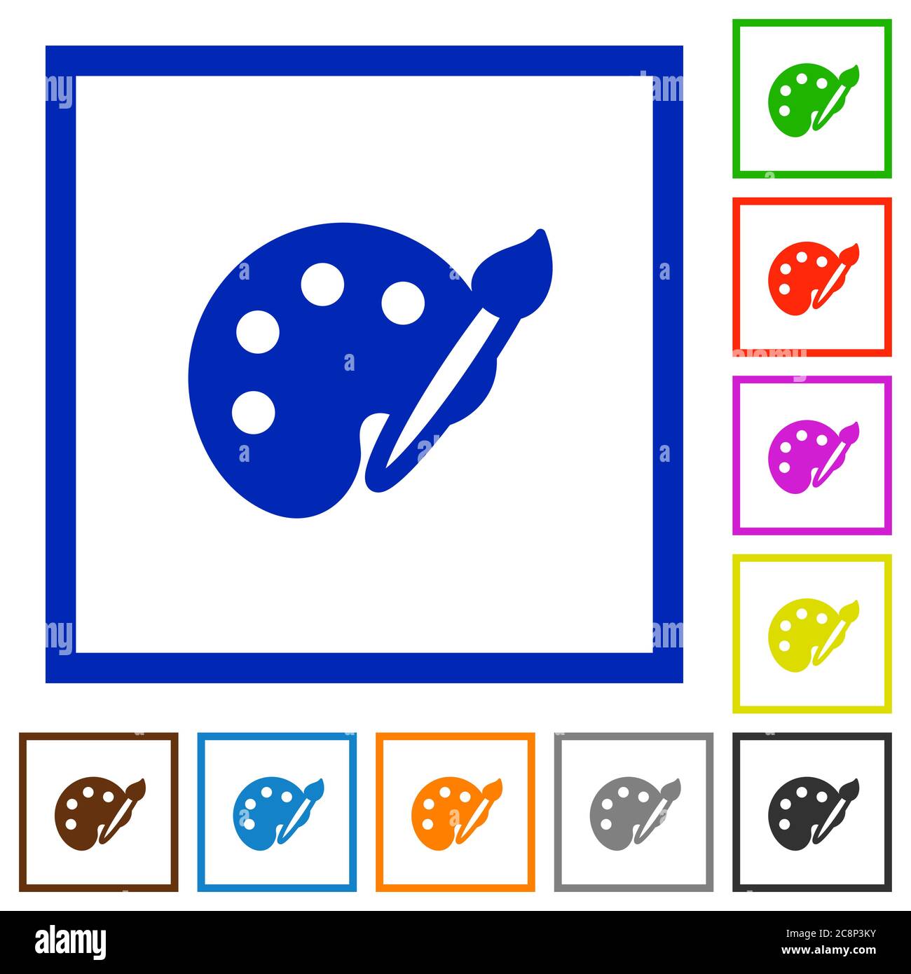 Set of color square framed paint flat icons on white background Stock ...