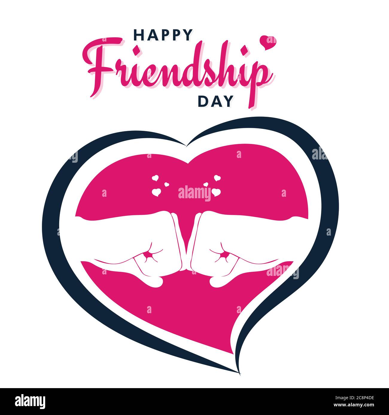 Happy Friendship Day, fist bump with friends flat illustration poster, vector Stock Vector
