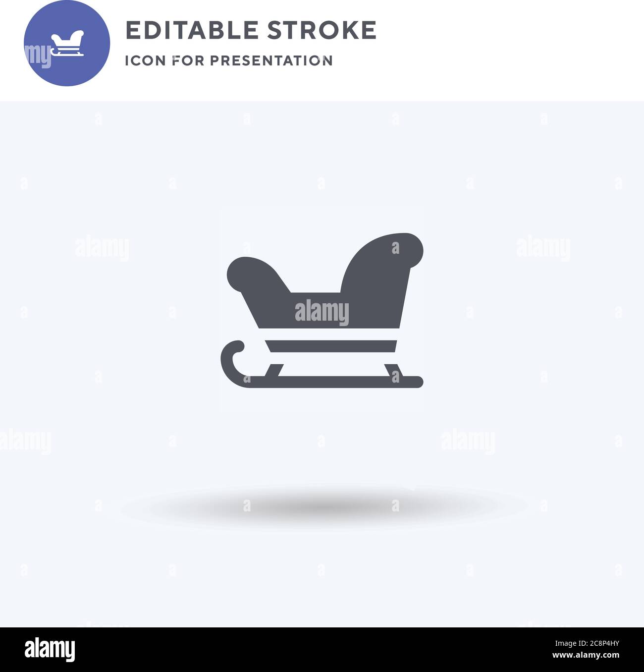 Sledge icon vector, filled flat sign, solid pictogram isolated on white ...