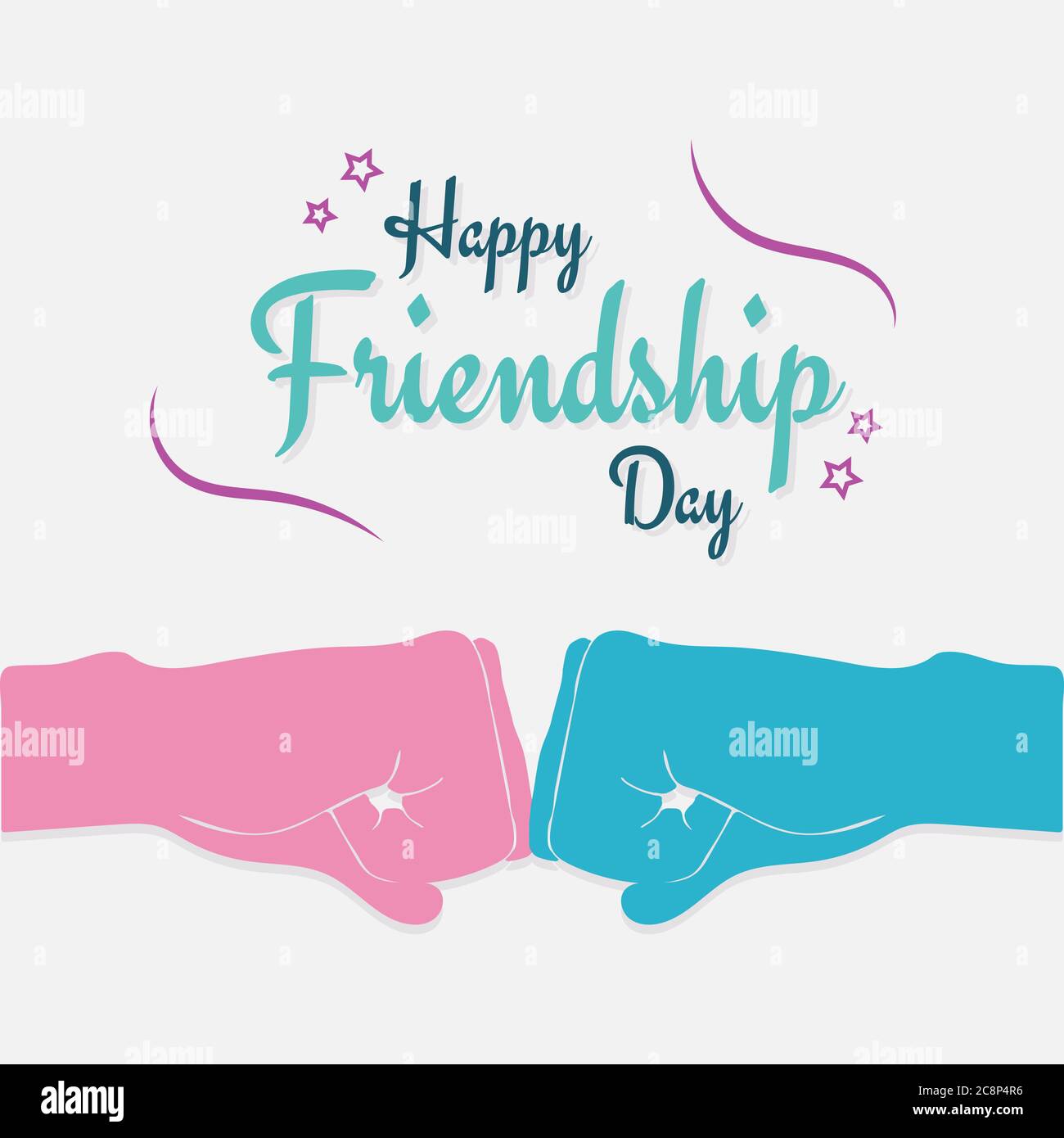 Happy Friendship Day, fist bump of male and female friends, love flat illustration poster, vector Stock Vector