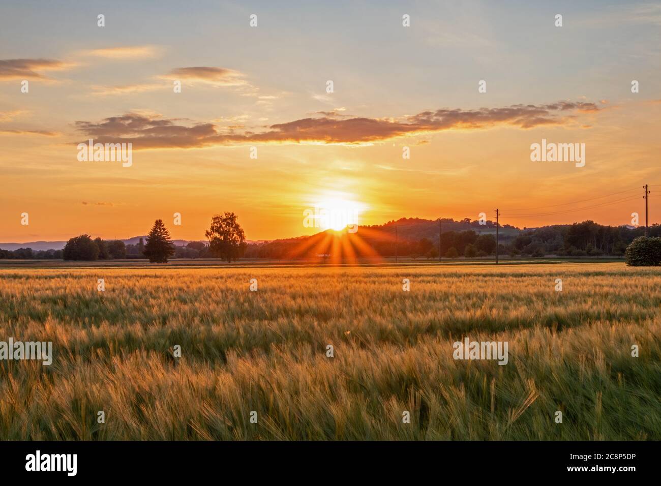 sunset over the countryside Stock Photo