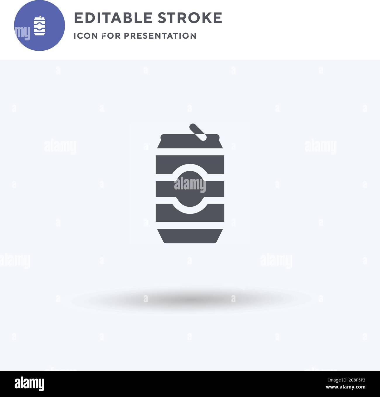 Can icon vector, filled flat sign, solid pictogram isolated on white, logo illustration. Can icon for presentation. Stock Vector
