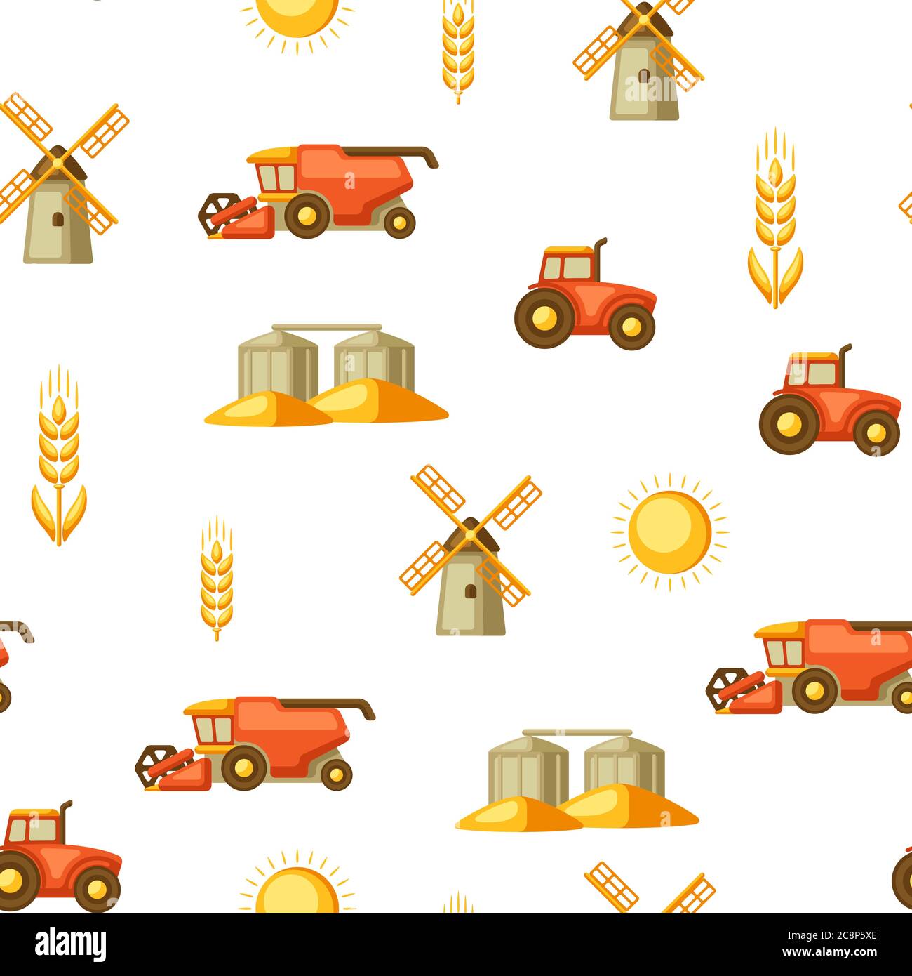 Agricultural seamless pattern with harvesting items. Stock Vector