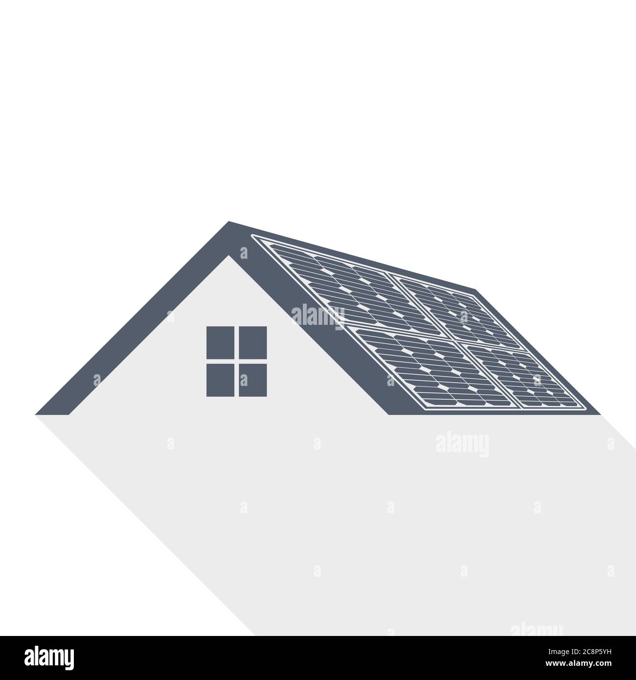 Solar panels on roof of a house, clean energy, power flat design vector ...