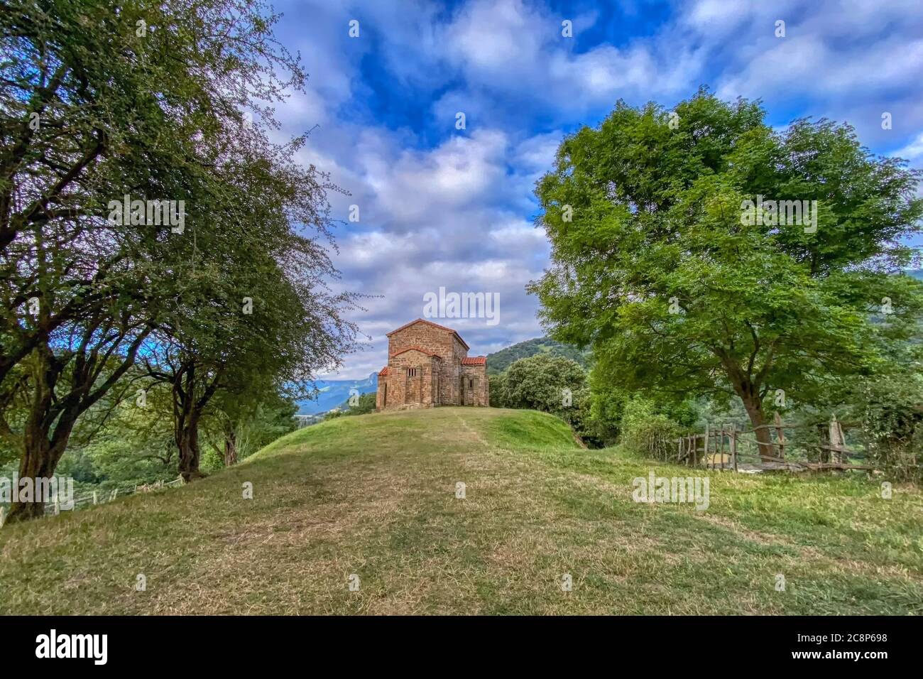 Exterior view of St Christine of Lena church at spring.