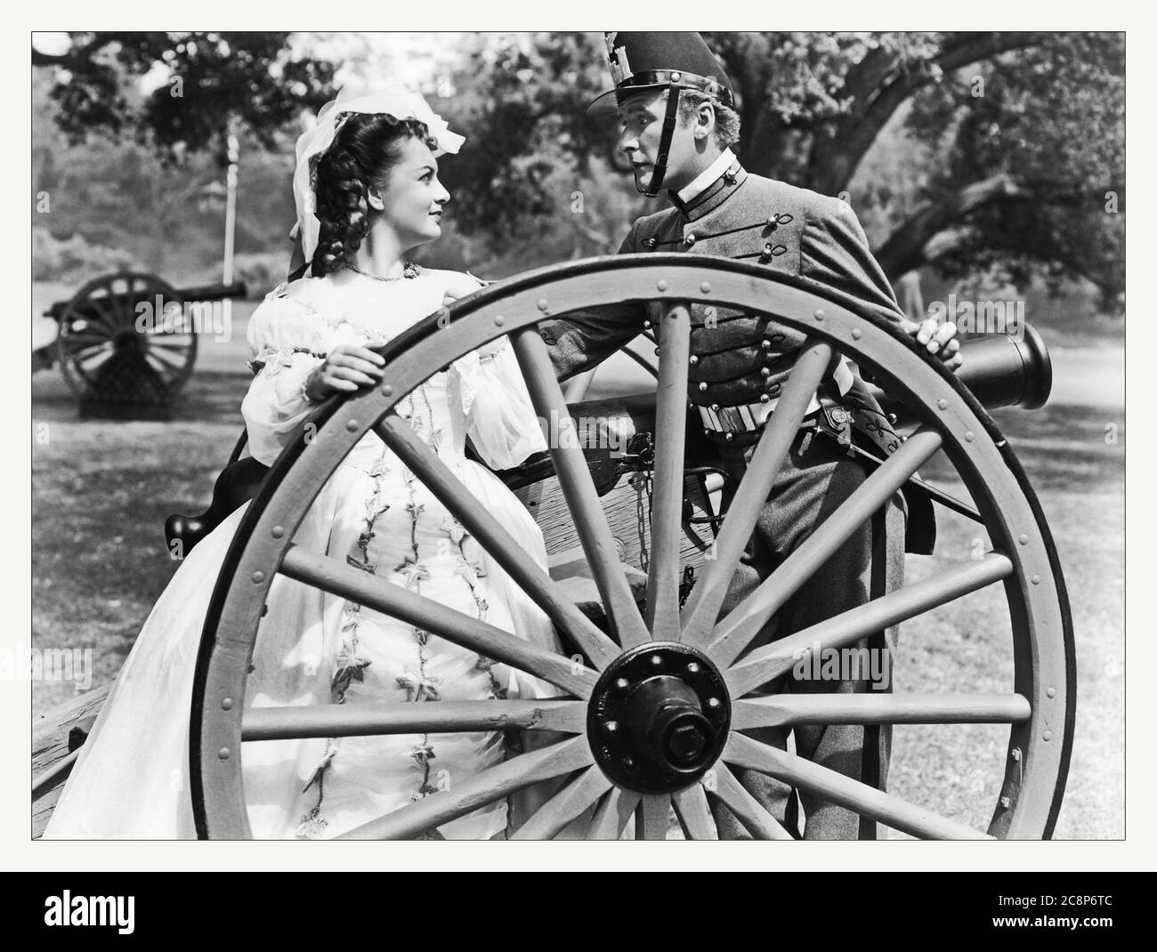 ***FILE PHOTO*** Actress Olivia de Havilland Has Passed Away at 104. They Died with Their Boots On is a 1941 black-and-white American western film from Warner Bros. Pictures, produced by Hal B. Wallis and Robert Fellows, directed by Raoul Walsh, that stars Errol Flynn and Olivia de Havilland. The film's storyline offers a highly fictionalized account of the life of Gen. George Armstrong Custer, from the time he enters West Point military academy through the American Civil War and finally to his death at the Battle of the Little Bighorn. Custer is portrayed as a fun-loving, dashing figure who Stock Photo