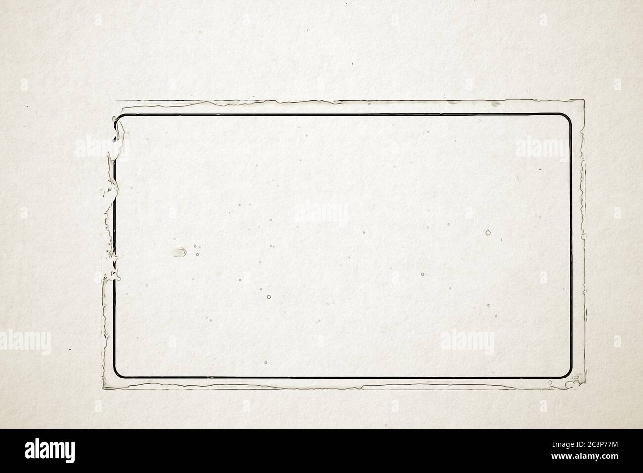 Retro frame cartoon of black outline, single, blank, isolated on white color rough paper background, texture, copy space. Card, picture, photo templat Stock Photo