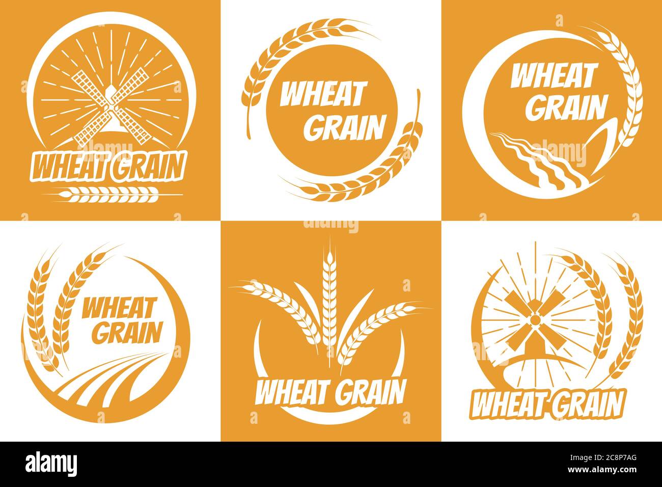 Wheat grain emblem set Stock Vector