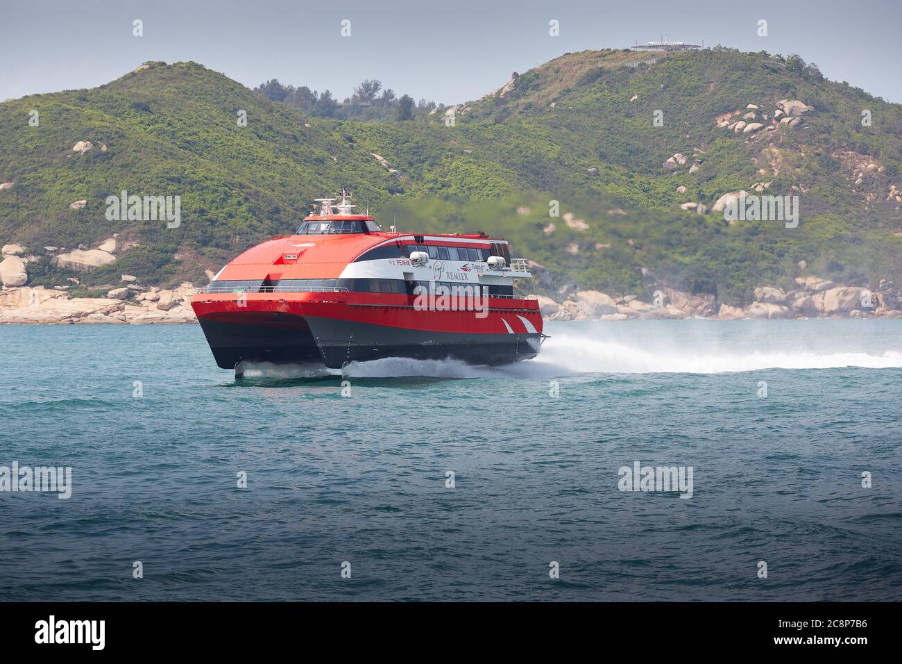 TurboJet Hydrofoil Foilcat, PENHA, Underway At High Speed From Macau To Hong Kong. Stock Photo