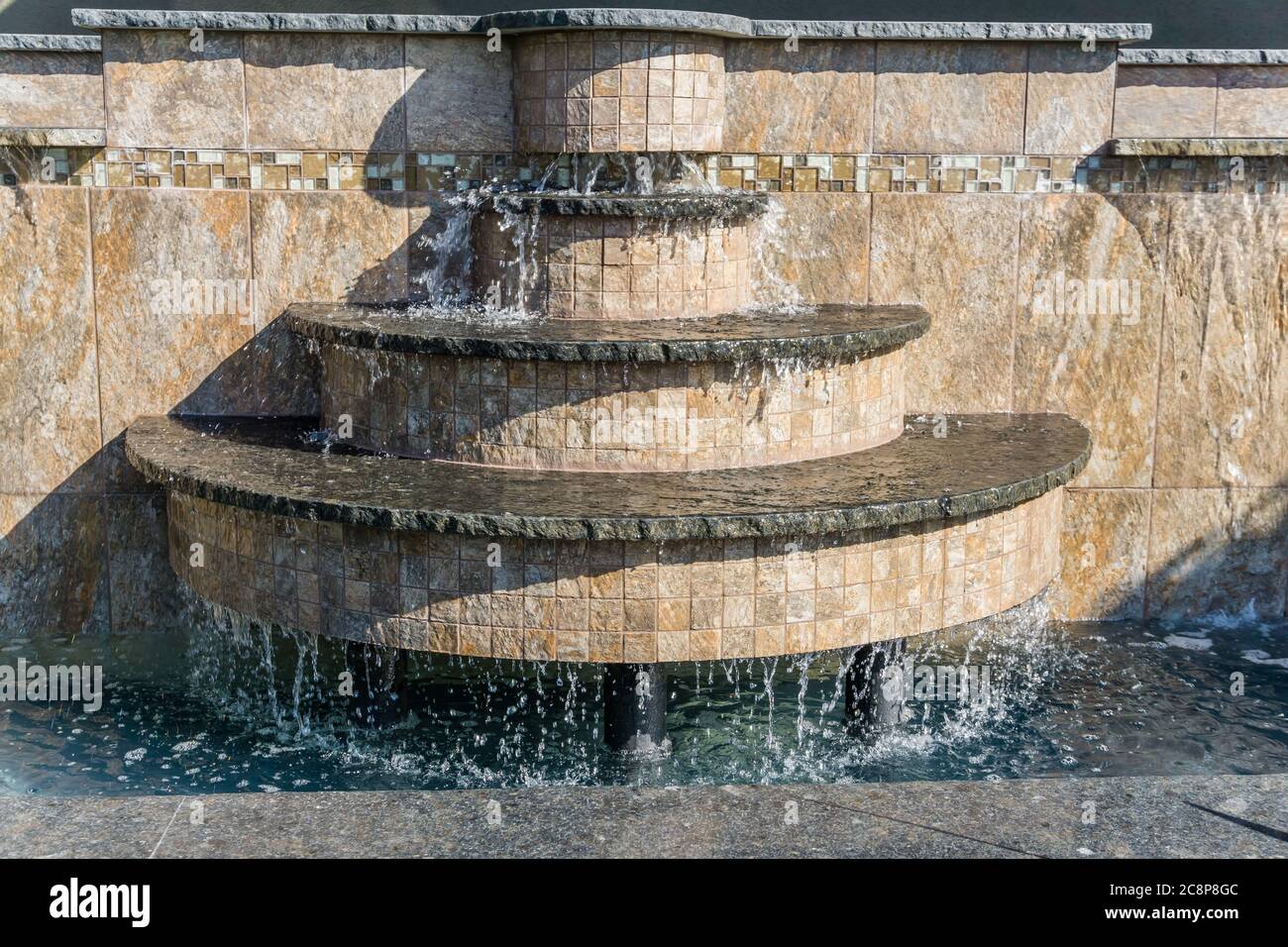 This water fountain in West Seattle, Washington has tiers Stock Photo