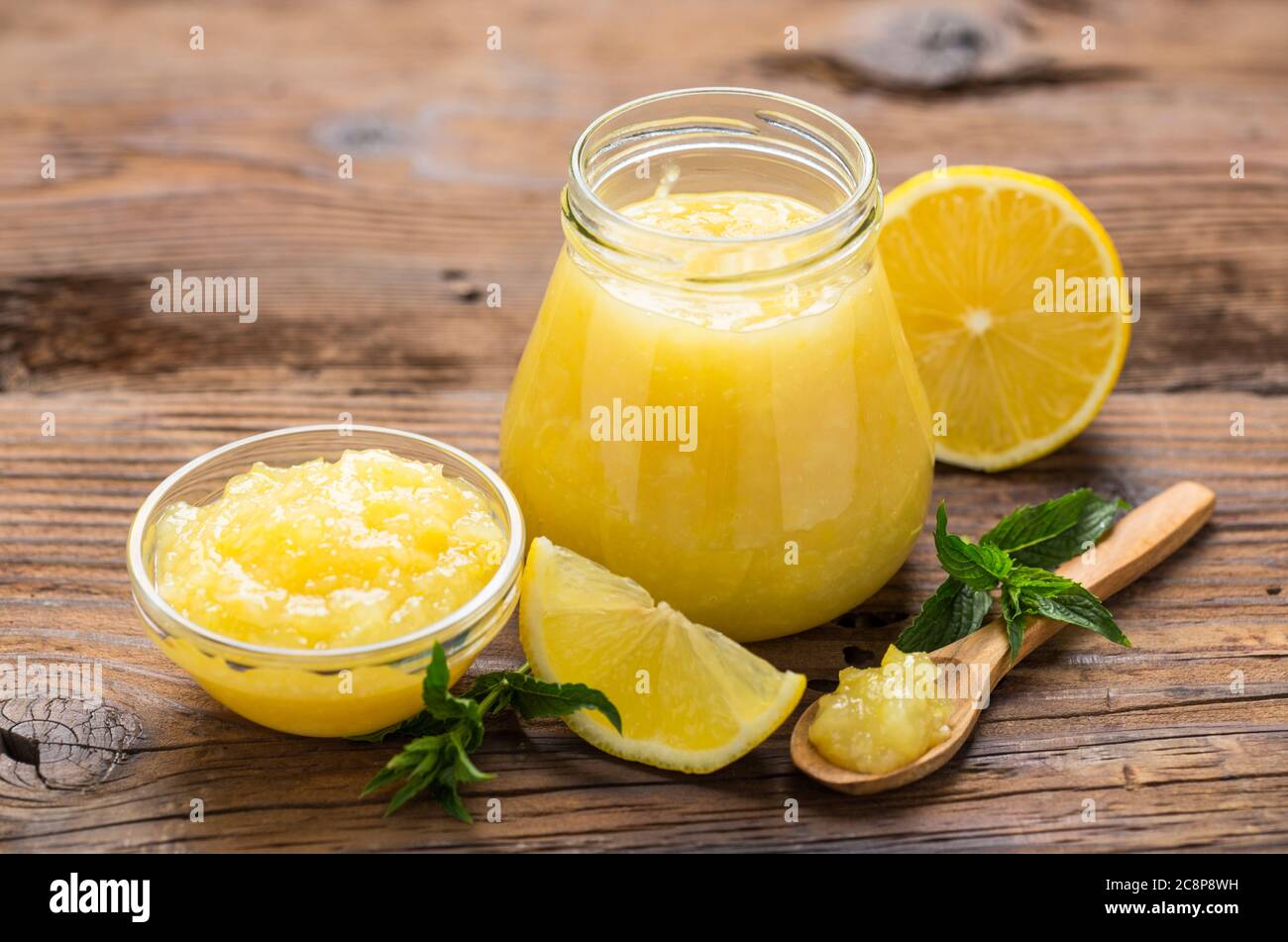 Homemade lemon jam in the jar Stock Photo