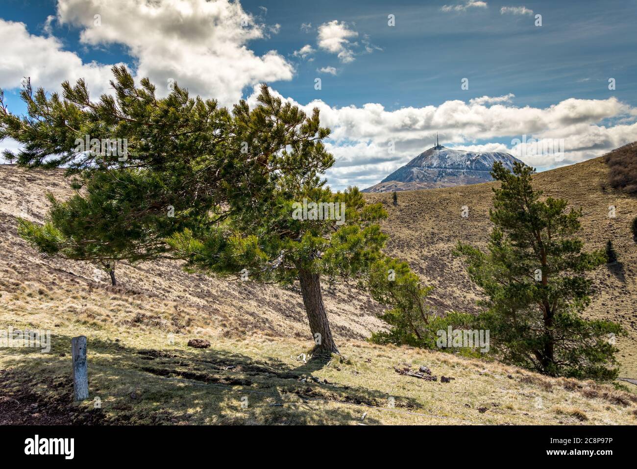 Incredible view of the Puy de Dome from the crater of nid de poule, Auvergne France Stock Photo