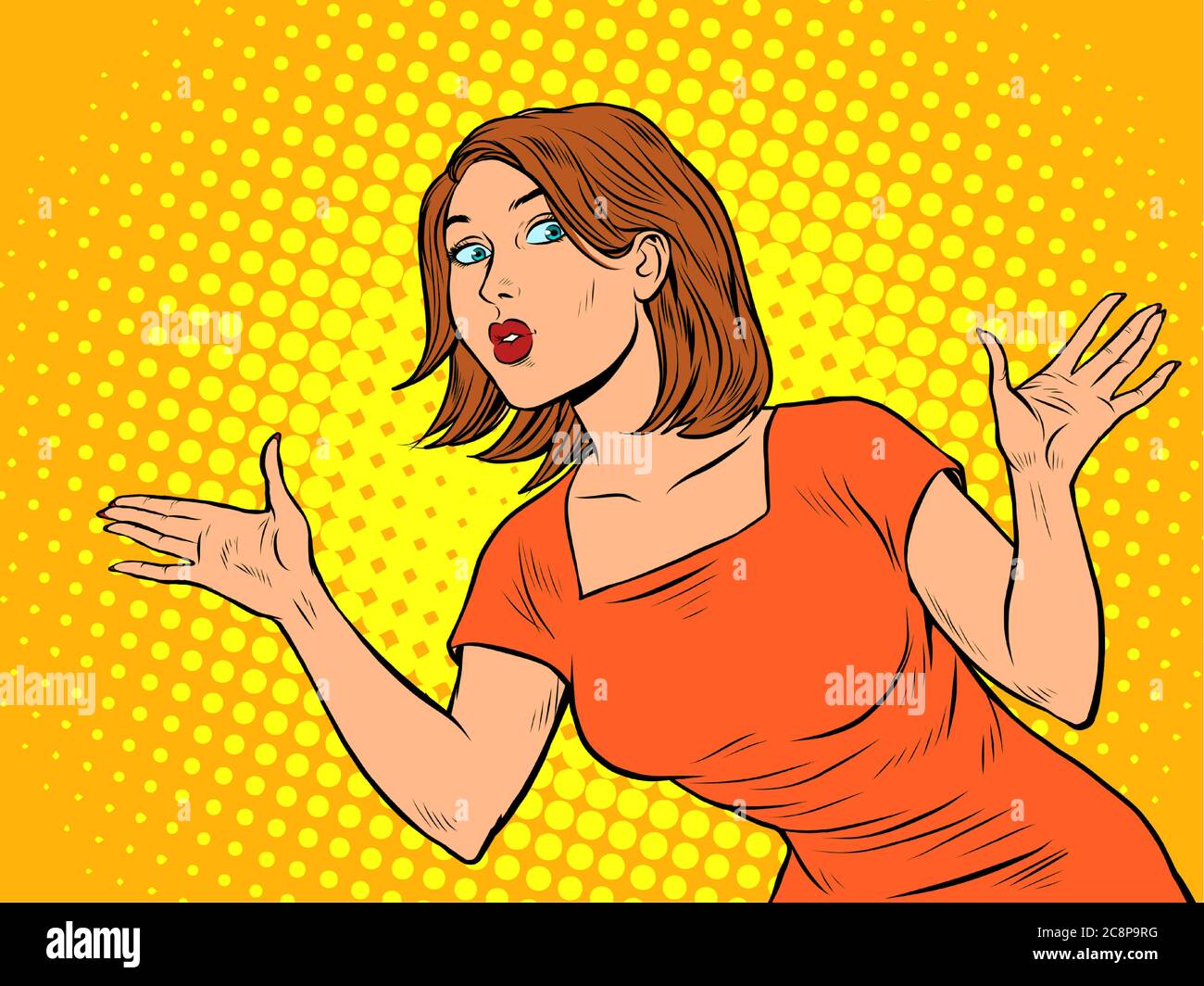 Surprised woman. Pop art retro girl Stock Vector