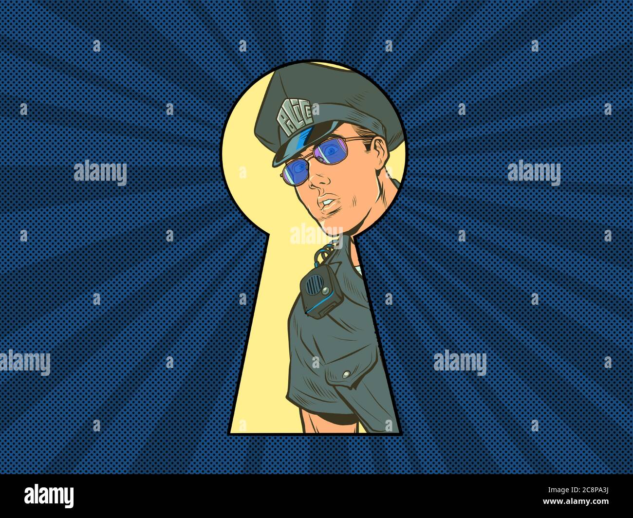 Keyhole peeping the police state Stock Vector
