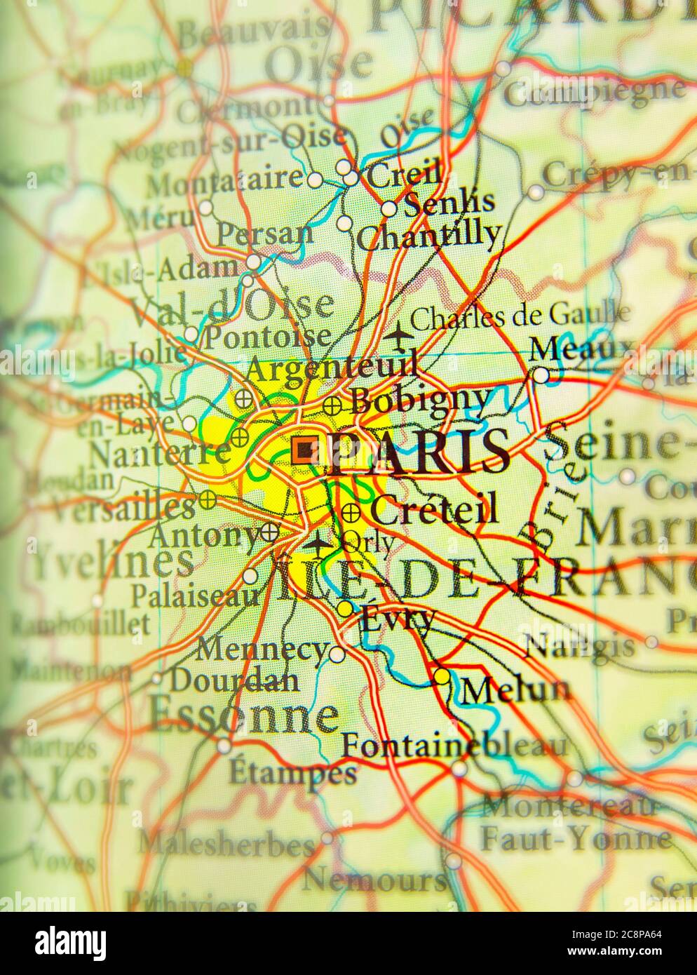 Geographic map of European country France with Paris capital city Stock Photo