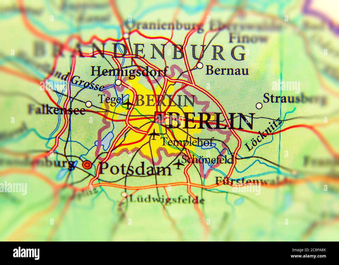 Geographic Map Of European Country Germany With Berlin City 2C8PA8K 