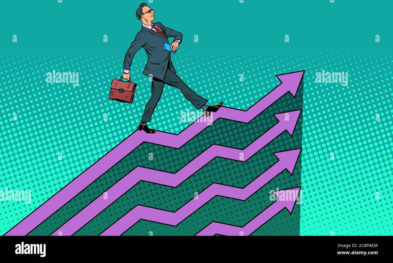 Successful businessman going up growth charts Stock Vector Image & Art