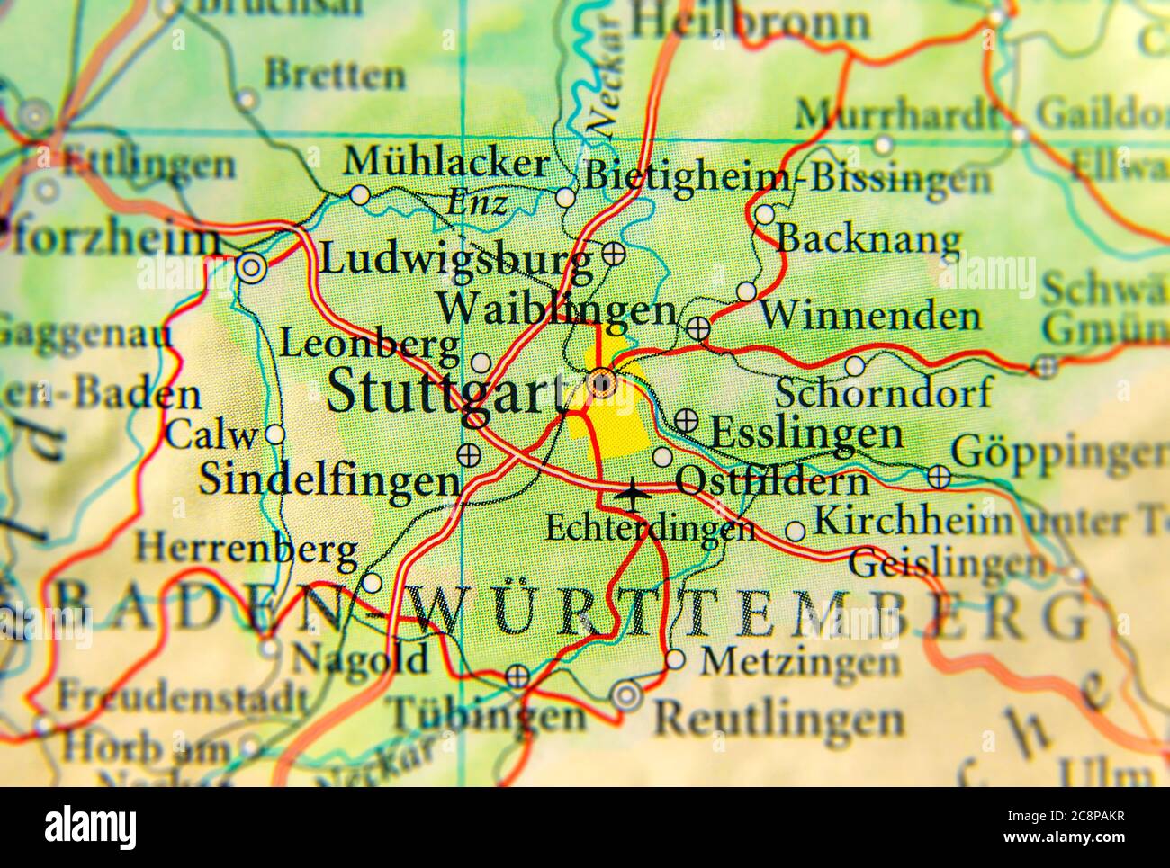 Geographic map of European country Germany with Stuttgart city Stock ...