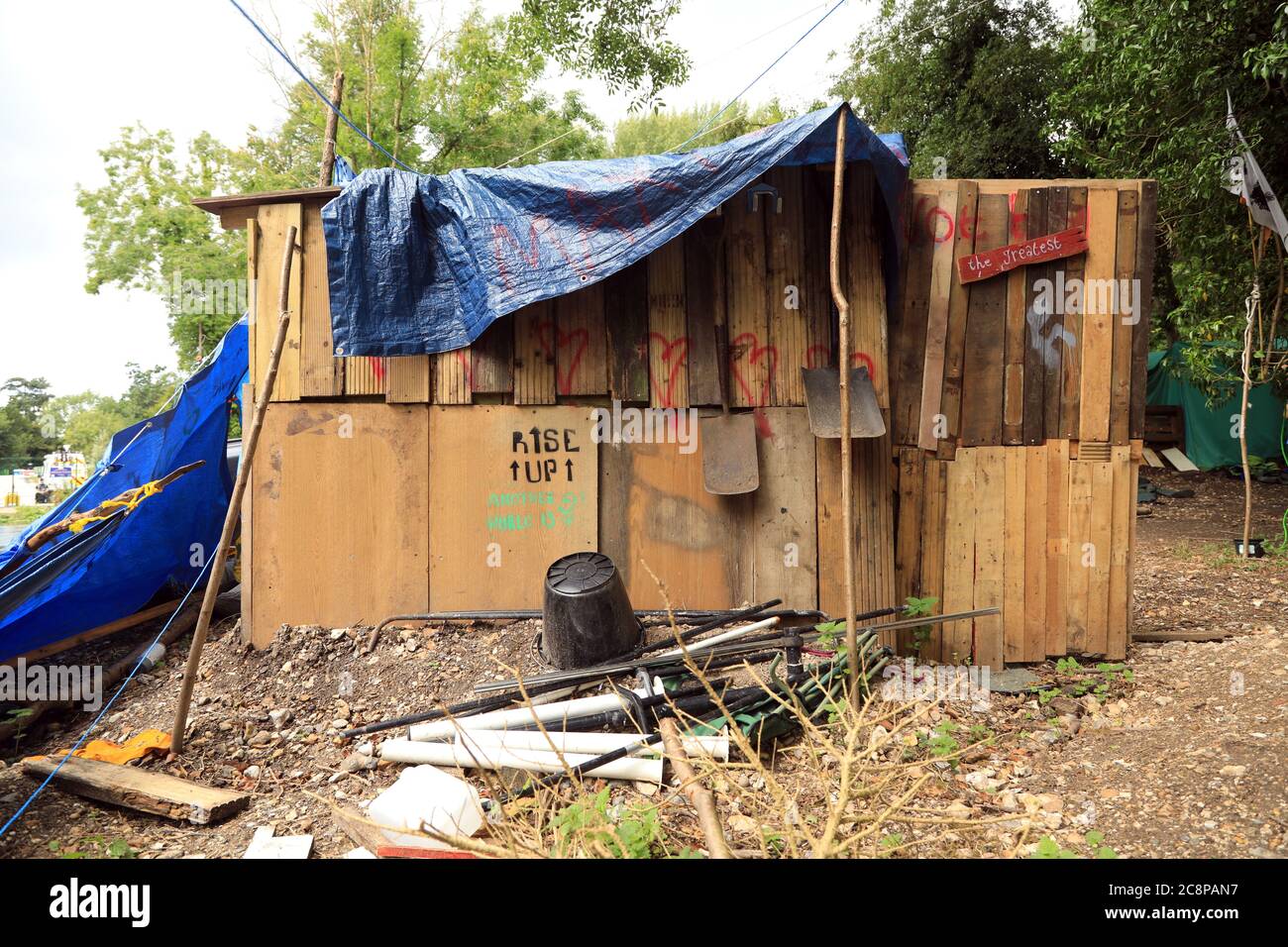 HS2 Rebellion camp - Denham, Buckinghamshire UK Stock Photo