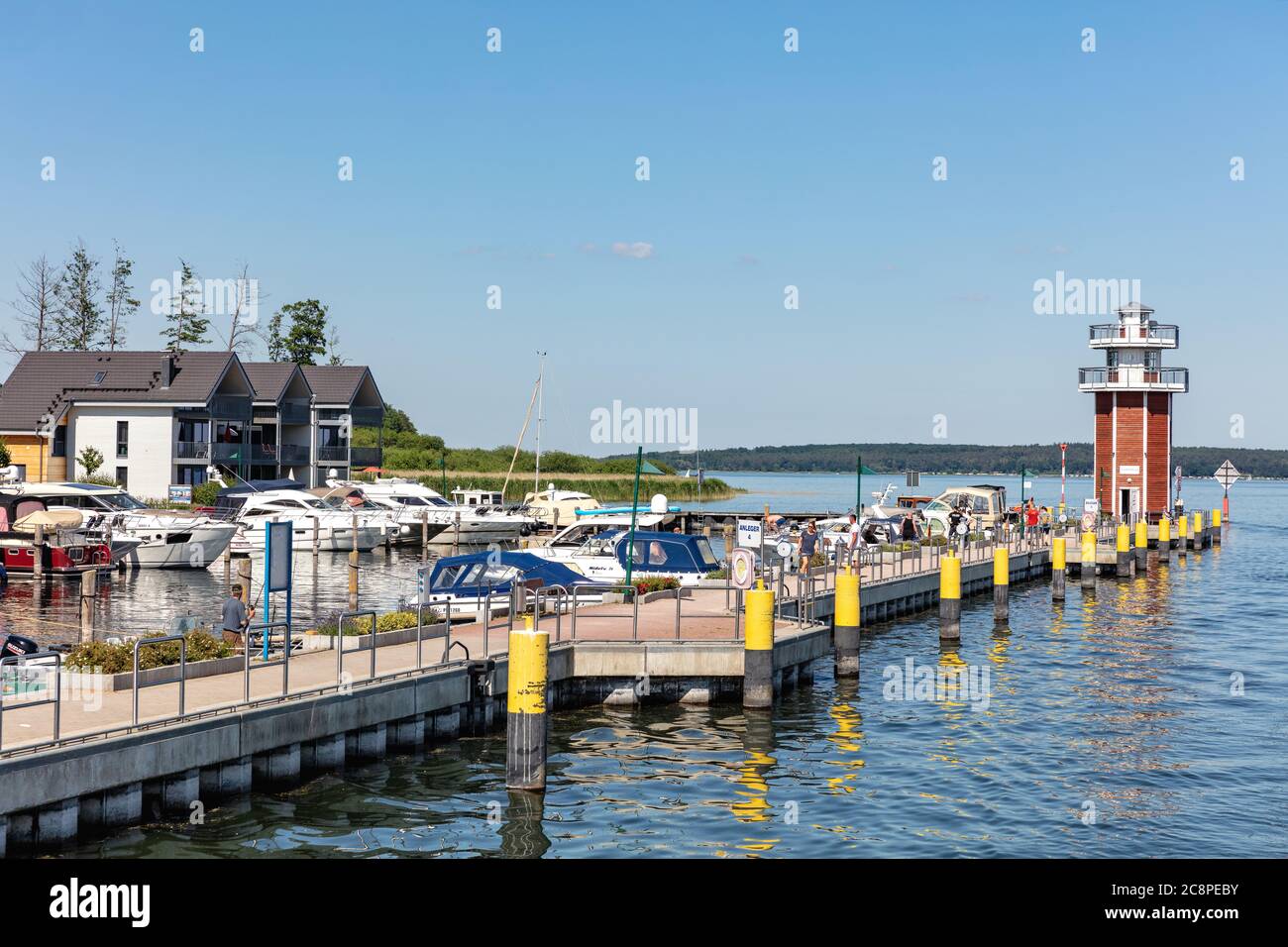 observation tower in the harbor of Plau am See, Germany Stock Photo