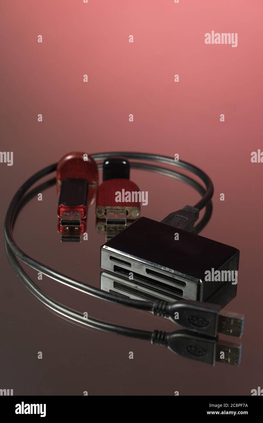 The USB adapter under the Type. Multiport. Stock Photo