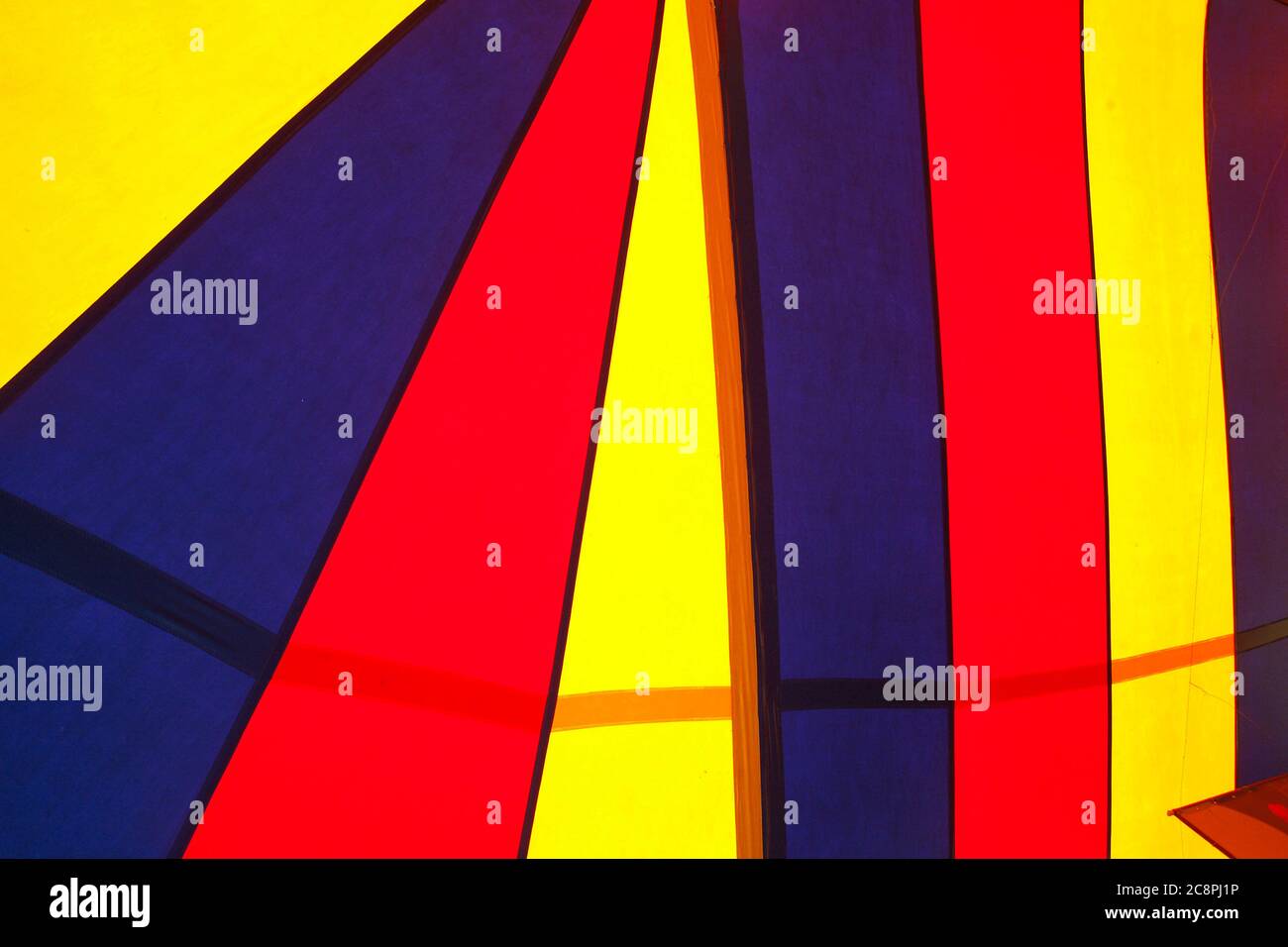 colorful circus tent top seen from inside Stock Photo