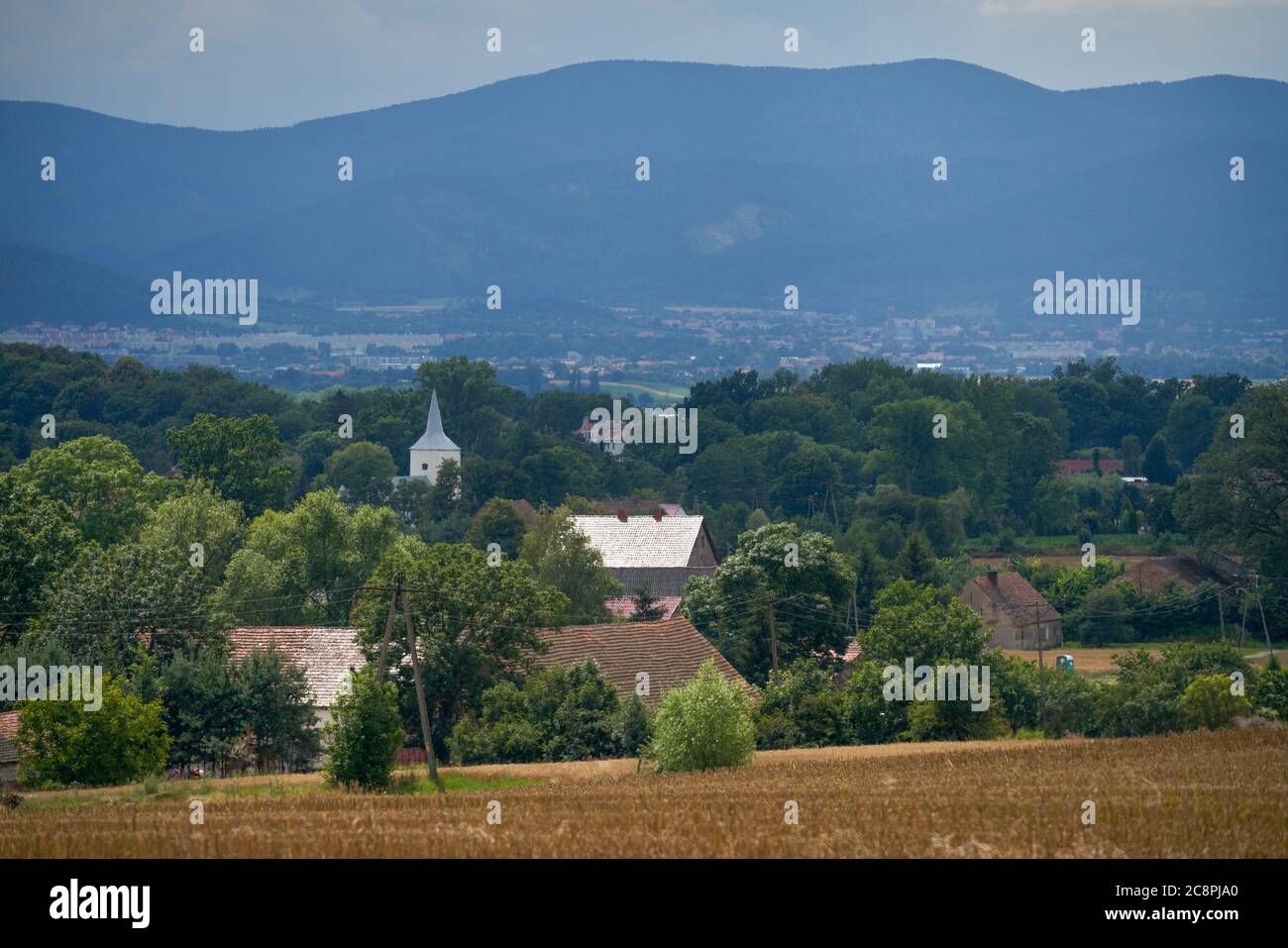Dobrocin village under Sowie Mountains Lower Silesia Poland Stock Photo ...