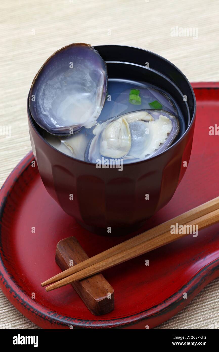 big size japanese basket clams soup, japanese food Stock Photo