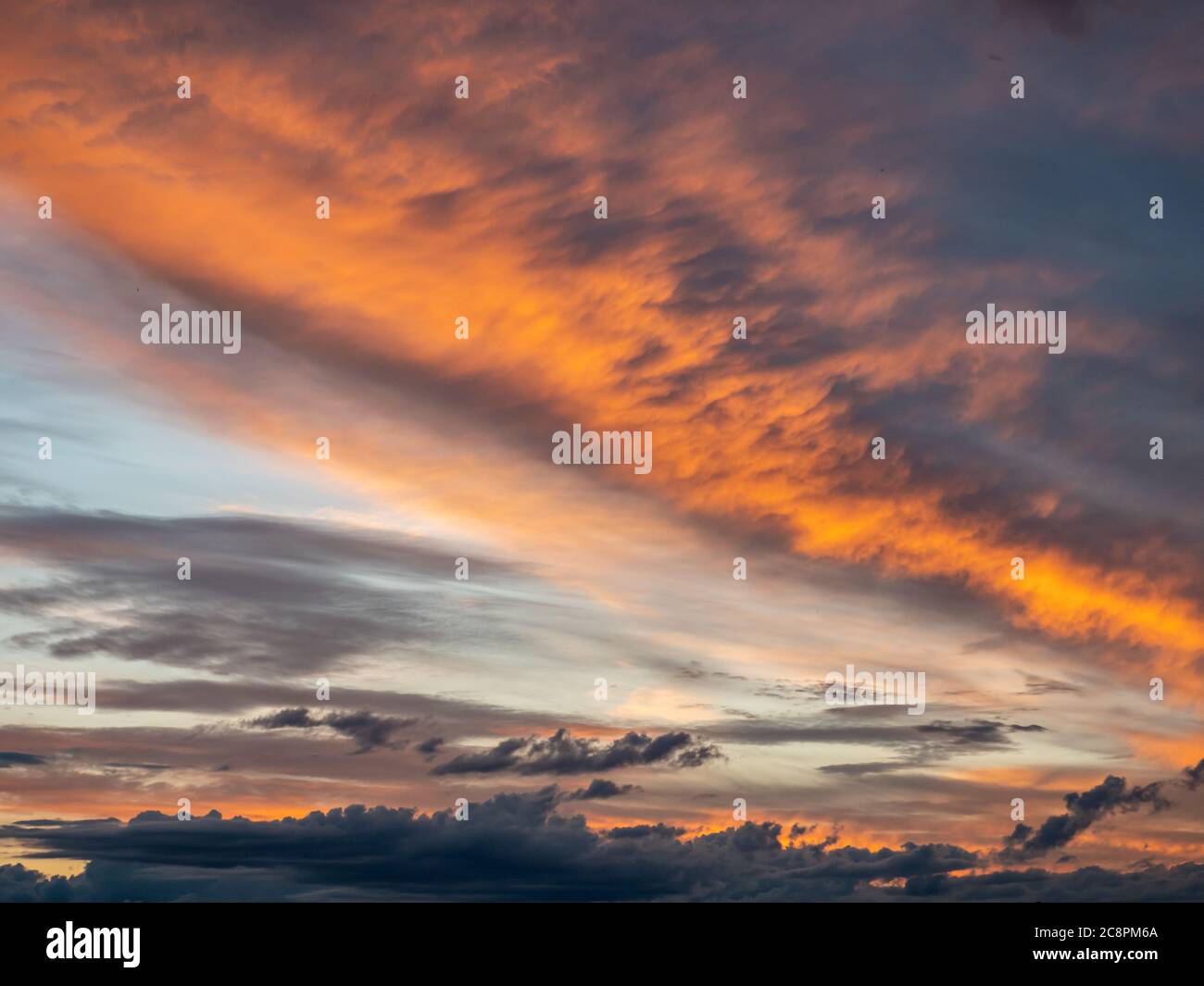 fire sky at sunset background Stock Photo